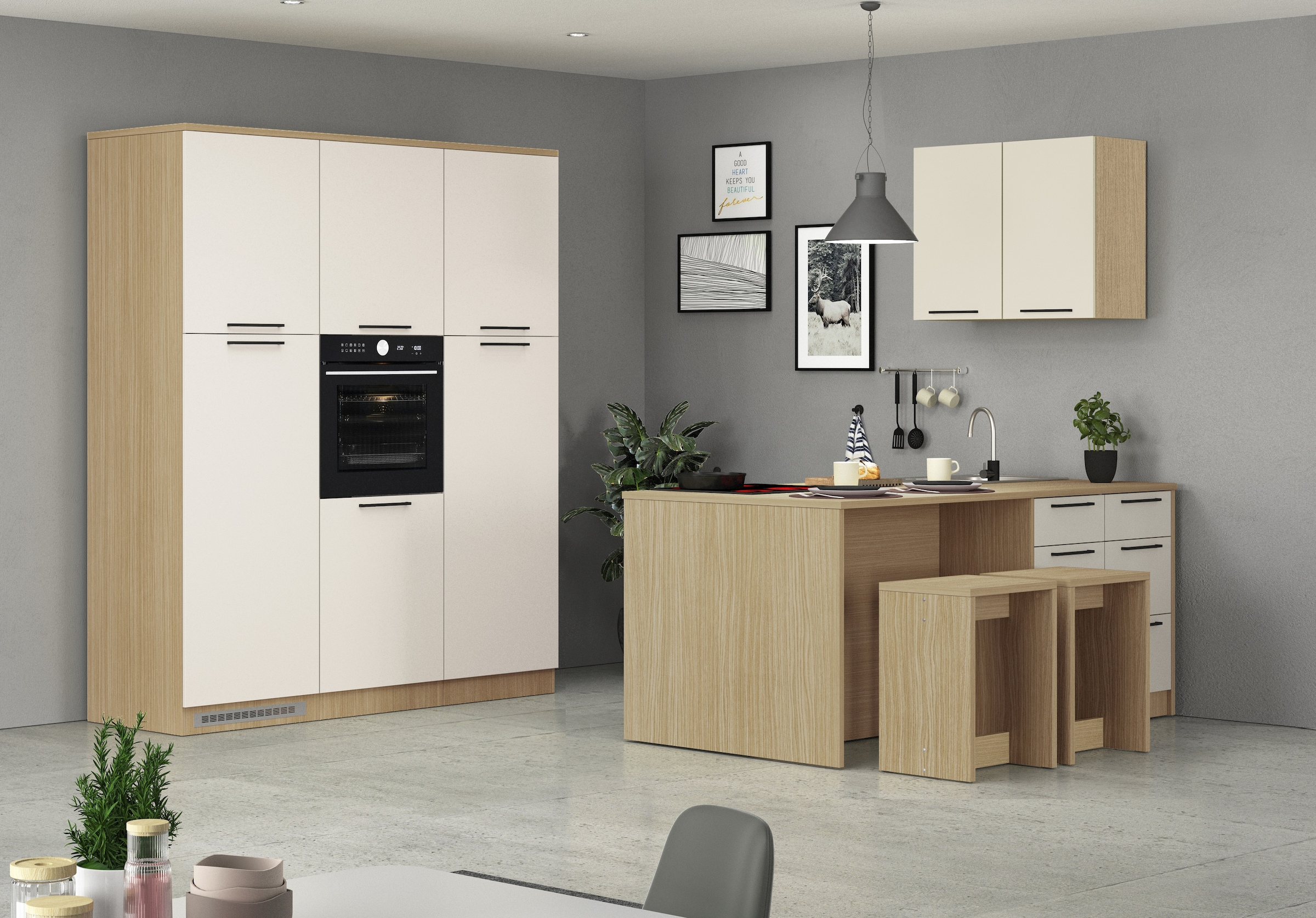 KOCHSTATION Vorratsschrank »Luna, Hochschrank, Küchenvorratsschrank, Speiseschrank, Made in Italy« B/T/H: 60×60×214,5 cm, mit 6 grosszügigen Fächern