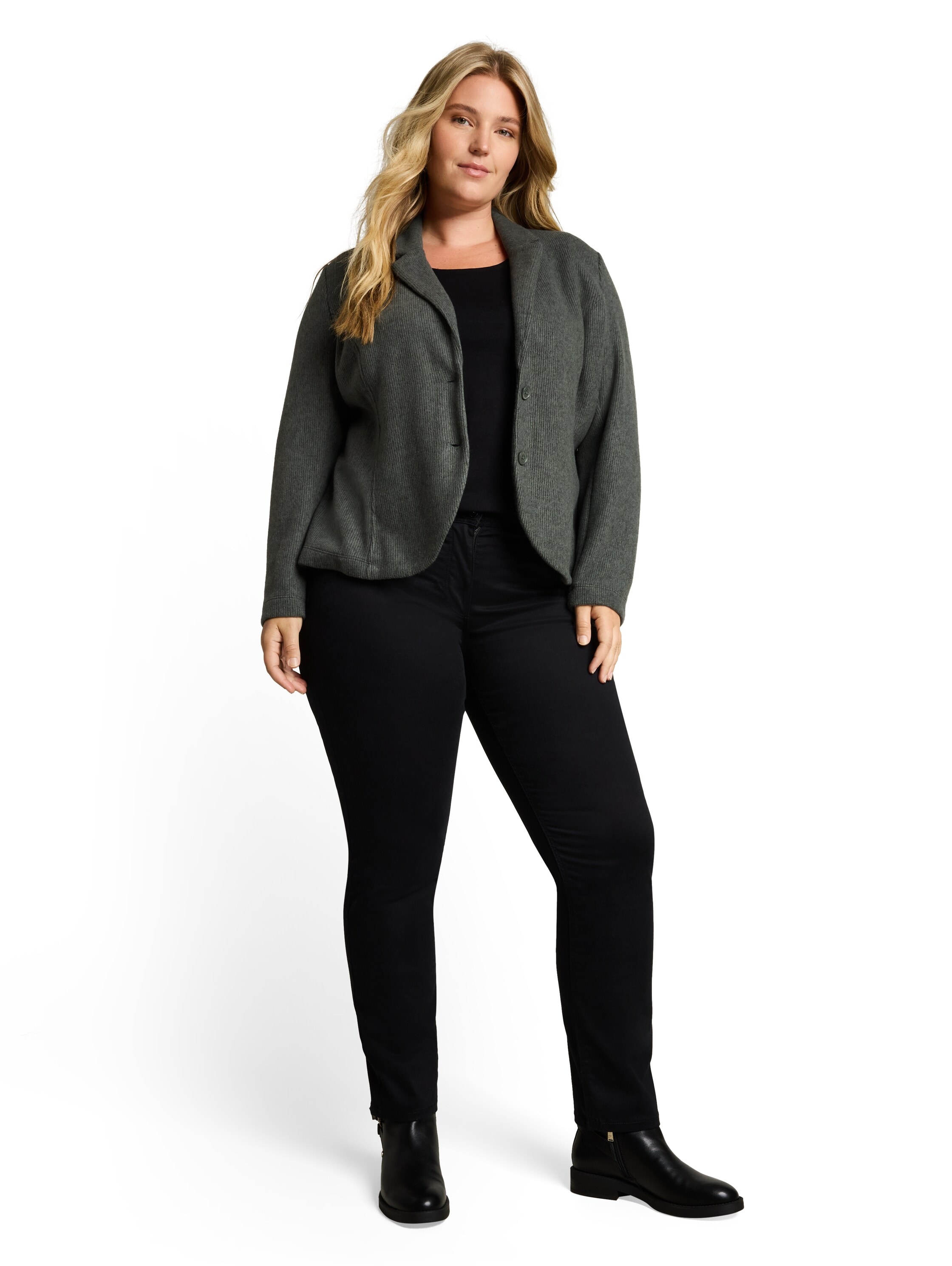TOM TAILOR PLUS Veste blazer Melierte Optik / Reverskragen und Knopfleiste / Grosse Grössen