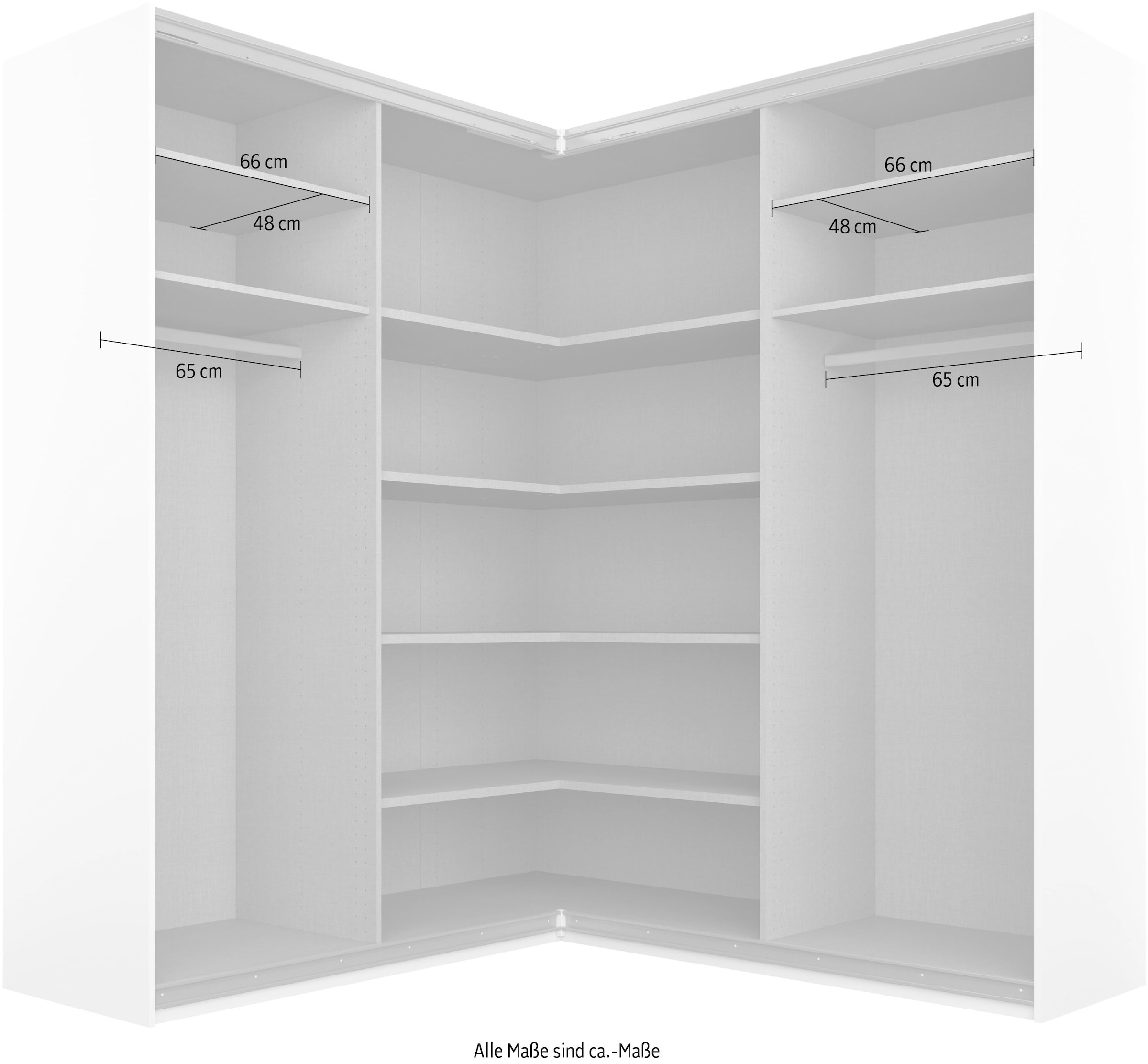 rauch 1100000002199 »Schrank Garderobe Eckkleiderschrank QUADRA Front in Dekor/Hochglanz« in den Höhen 210/229 cm, inkl. Soft-Close-Funktion,  grosser Eckschrank mit viel Stauraum, Mass 181x187 cm MADE IN GERMANY