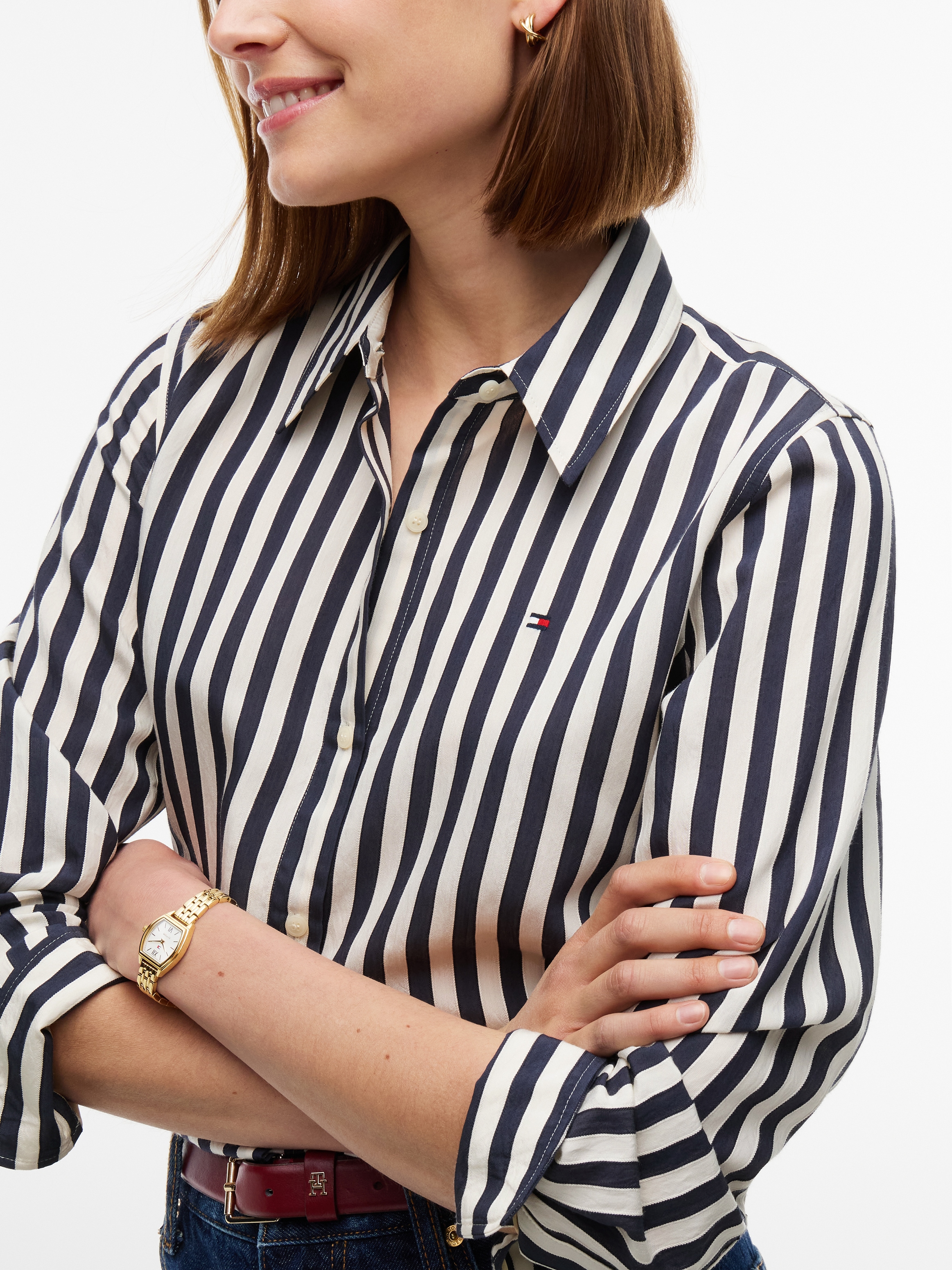 Tommy Hilfiger Blouse à manches longues »FLUID REGULAR STP SHIRT« mélange viscose, coupe régulière