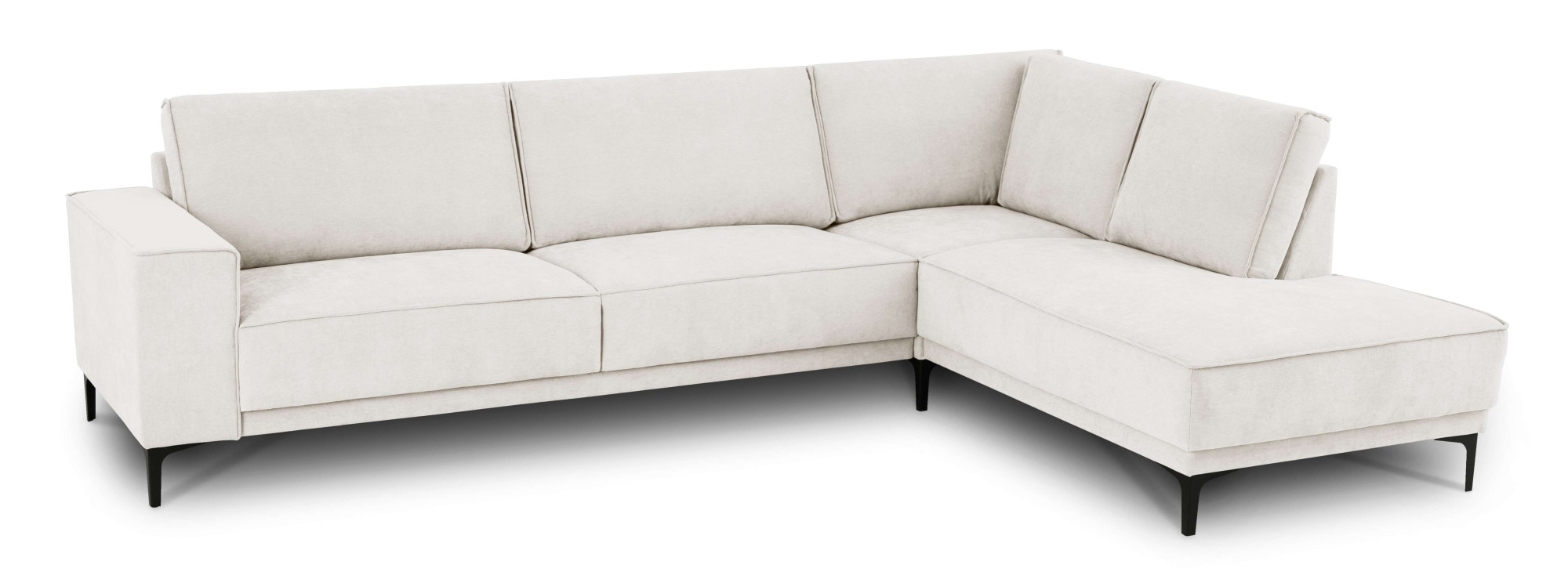 PLACES OF STYLE Ecksofa »Polsterecke Oland, Struktur, Flachgewebe, Luxus-Microfaser, Boucle« L-Form, 289 cm, Wellenunterfederung, Skandi-Design, Metallfüsse