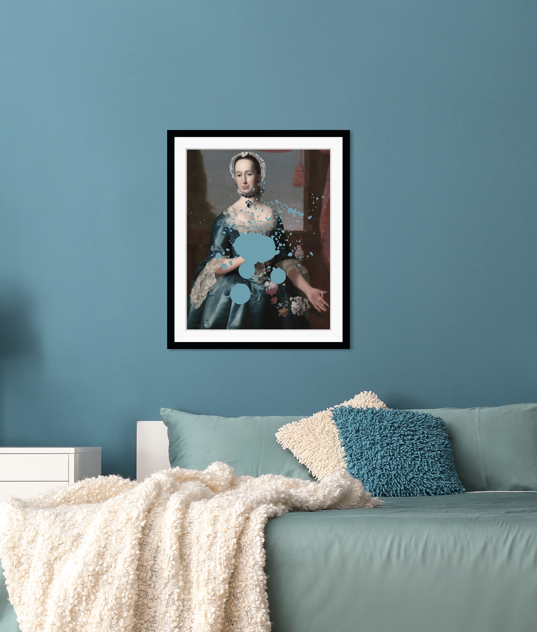 queence Image »Alina mit Farbklecks« HD Premium Poster-Druck inkl. Holzrahmen