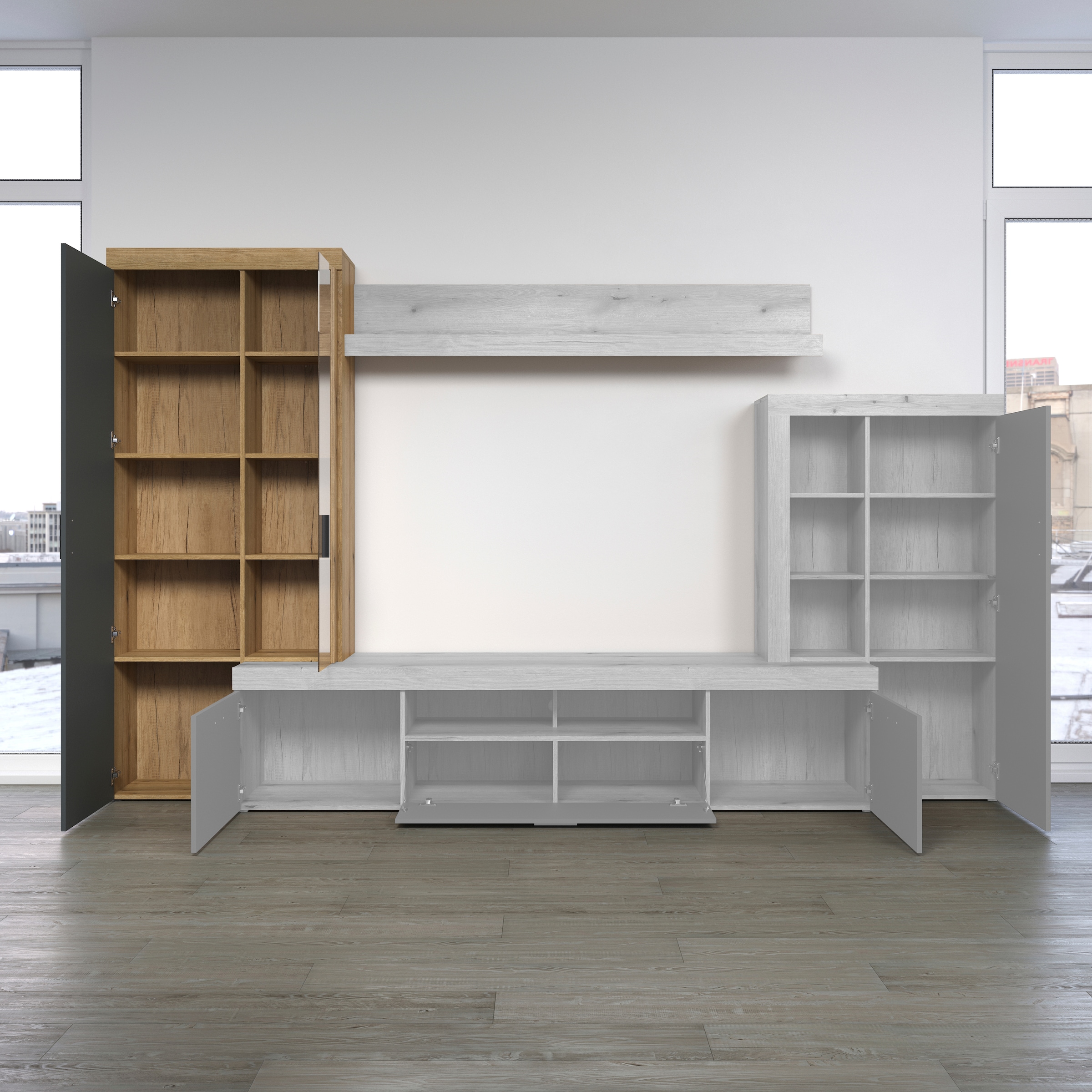 Home affaire Vitrine de rangement »Ghent« Paquet, 1 cuis tlg. avec applications en bois de bout