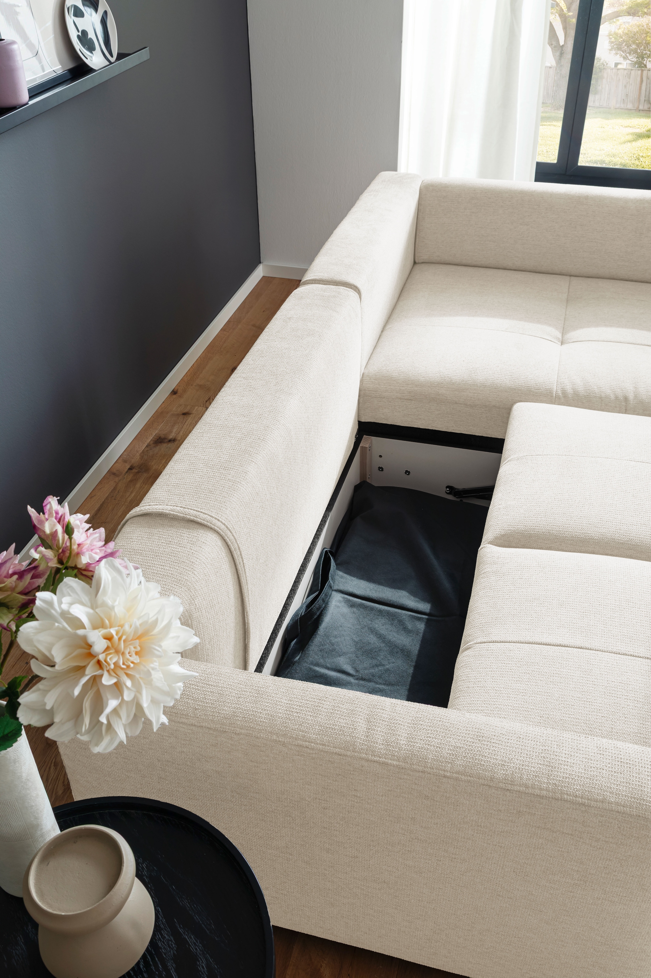 Mr. Couch Canapé d'angle »Pierre, L-Form mit BoxSpring« Mit Boxpring-Taschenfederkern