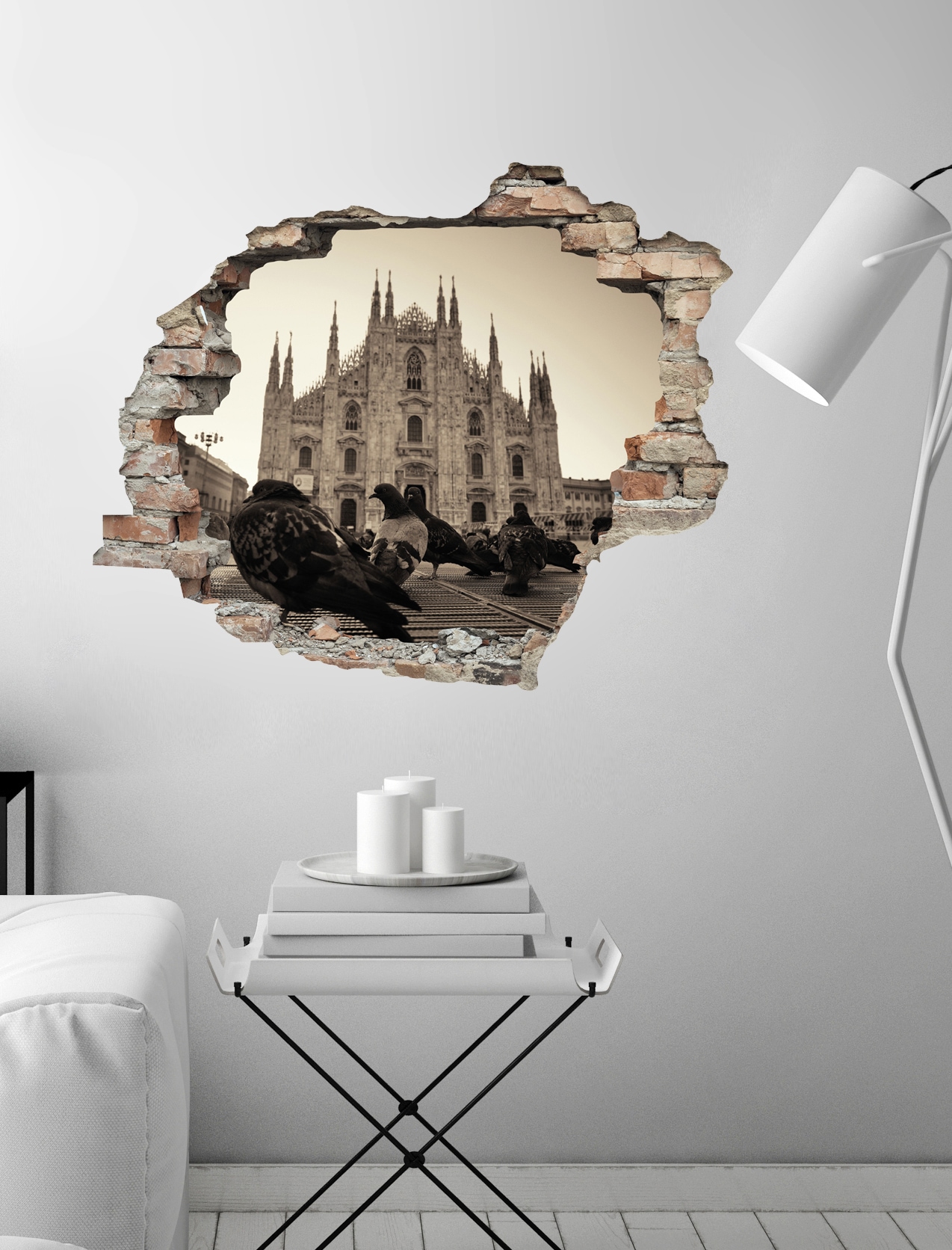 queence Autocollant mural »Tauben« Wandsticker, Wandbild, selbstklebend, 3D, Wanddurchbruch