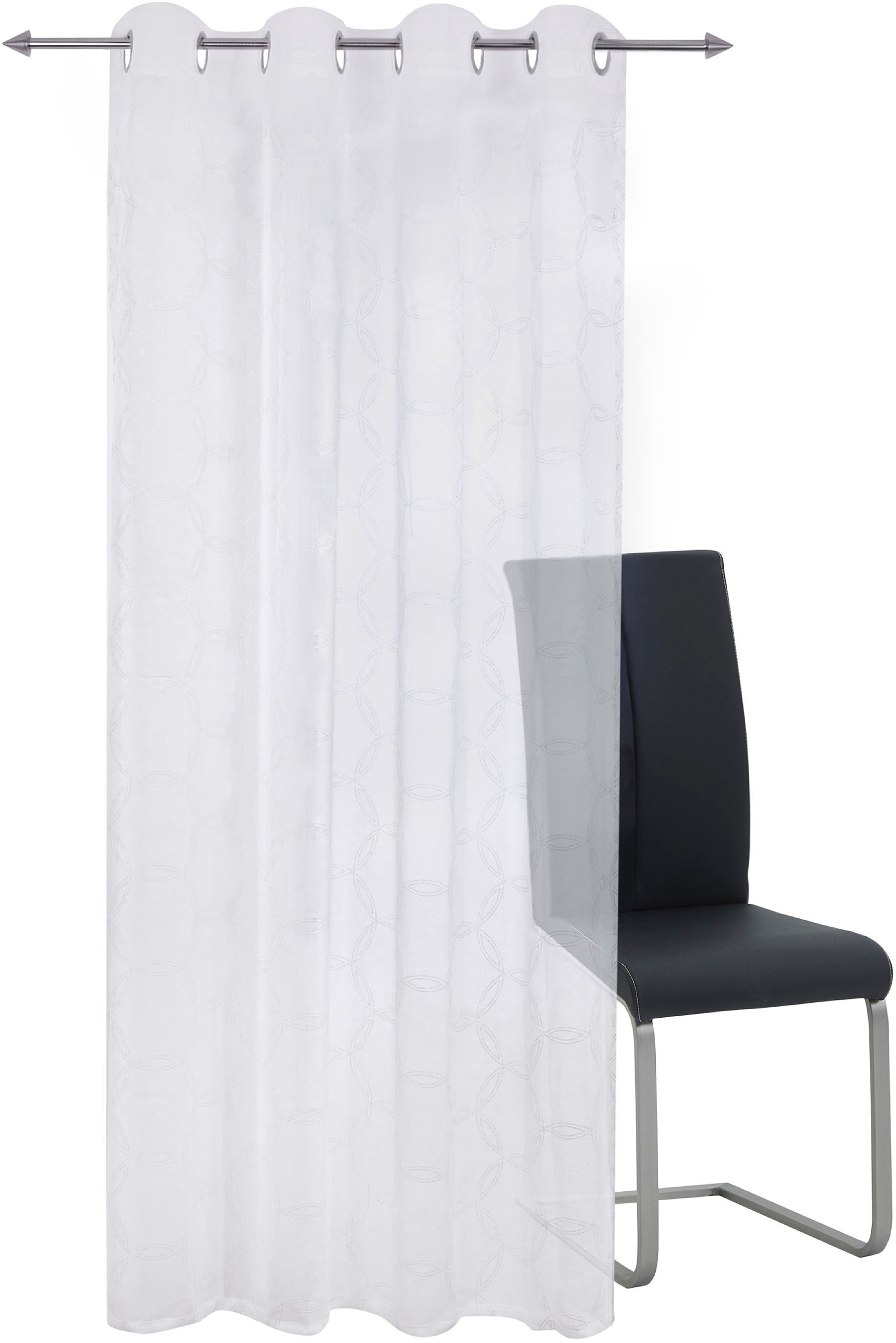 decolife Gardine »Vilda« Ösen 1 Stk. tlg. weiss mit silberfarbigen Akzenten