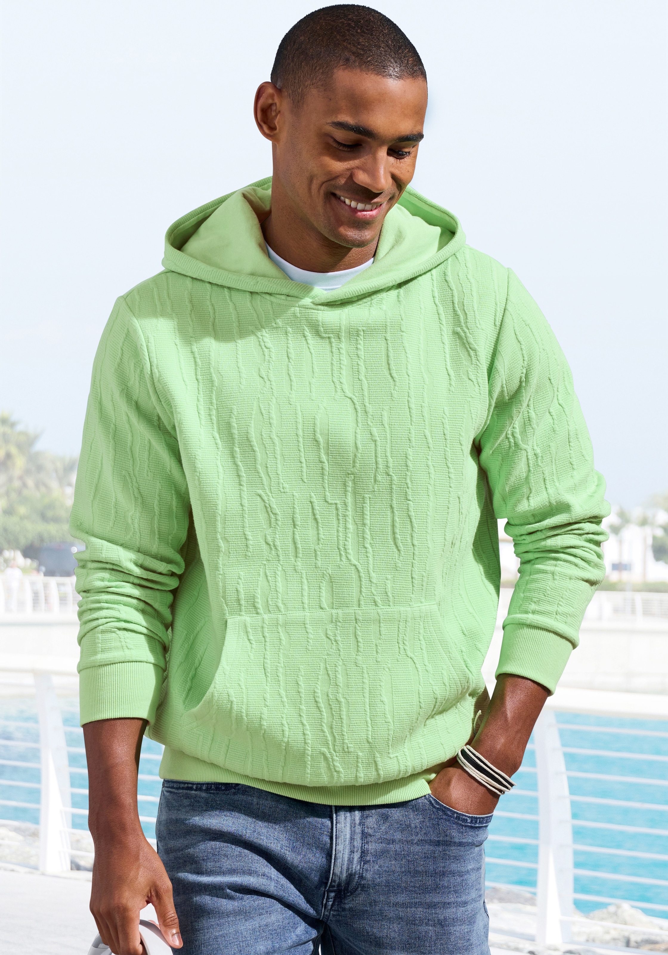 John Devin Hoodie »- Struktur Sweat mit Kapuze bis Grösse 5XL«, innen angeraute Sweatware mit besonderer Struktur-Optik
