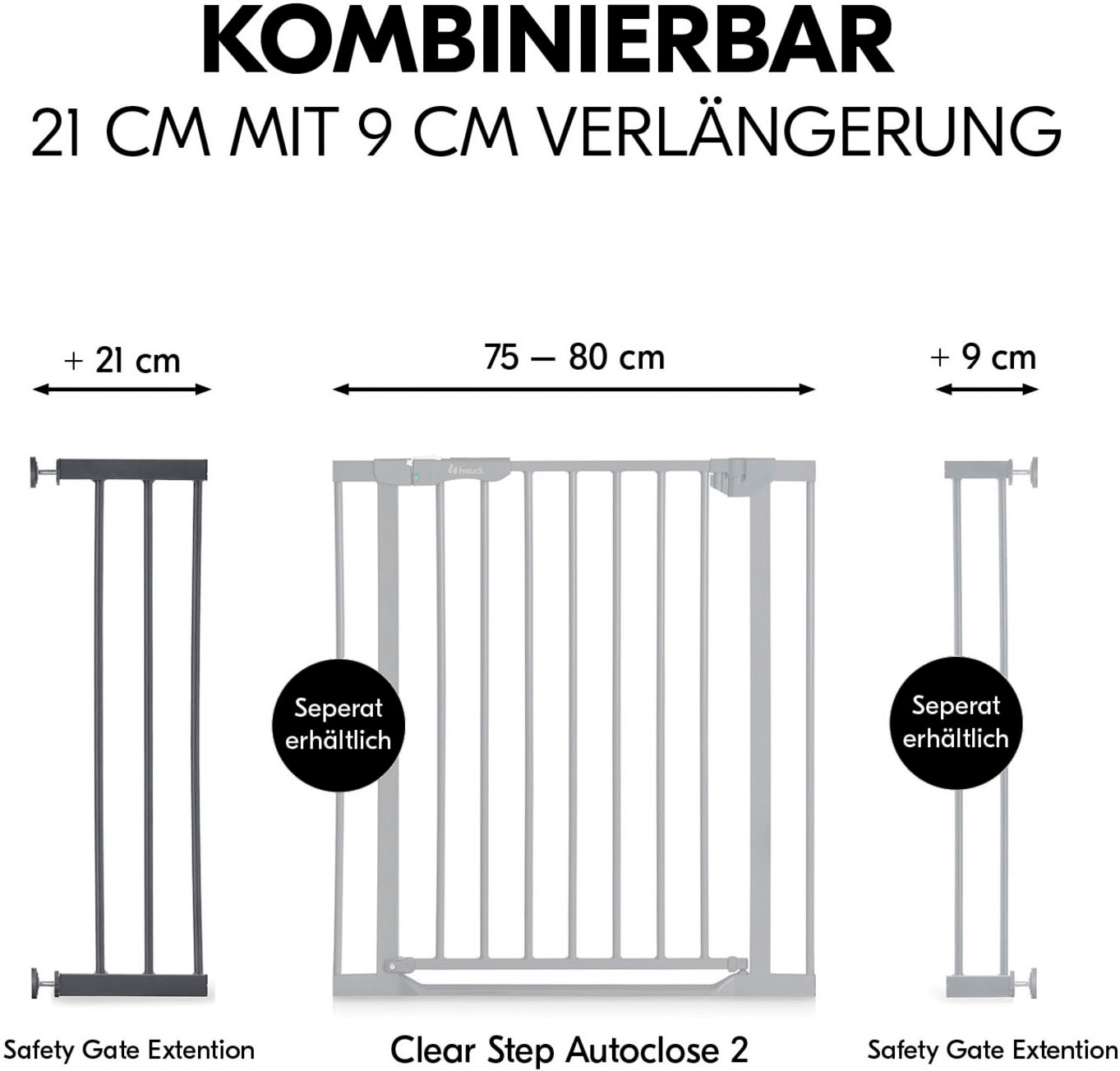 Hauck Verlängerung für Türschutzgitter »Extension, 21 cm, Dark Grey«