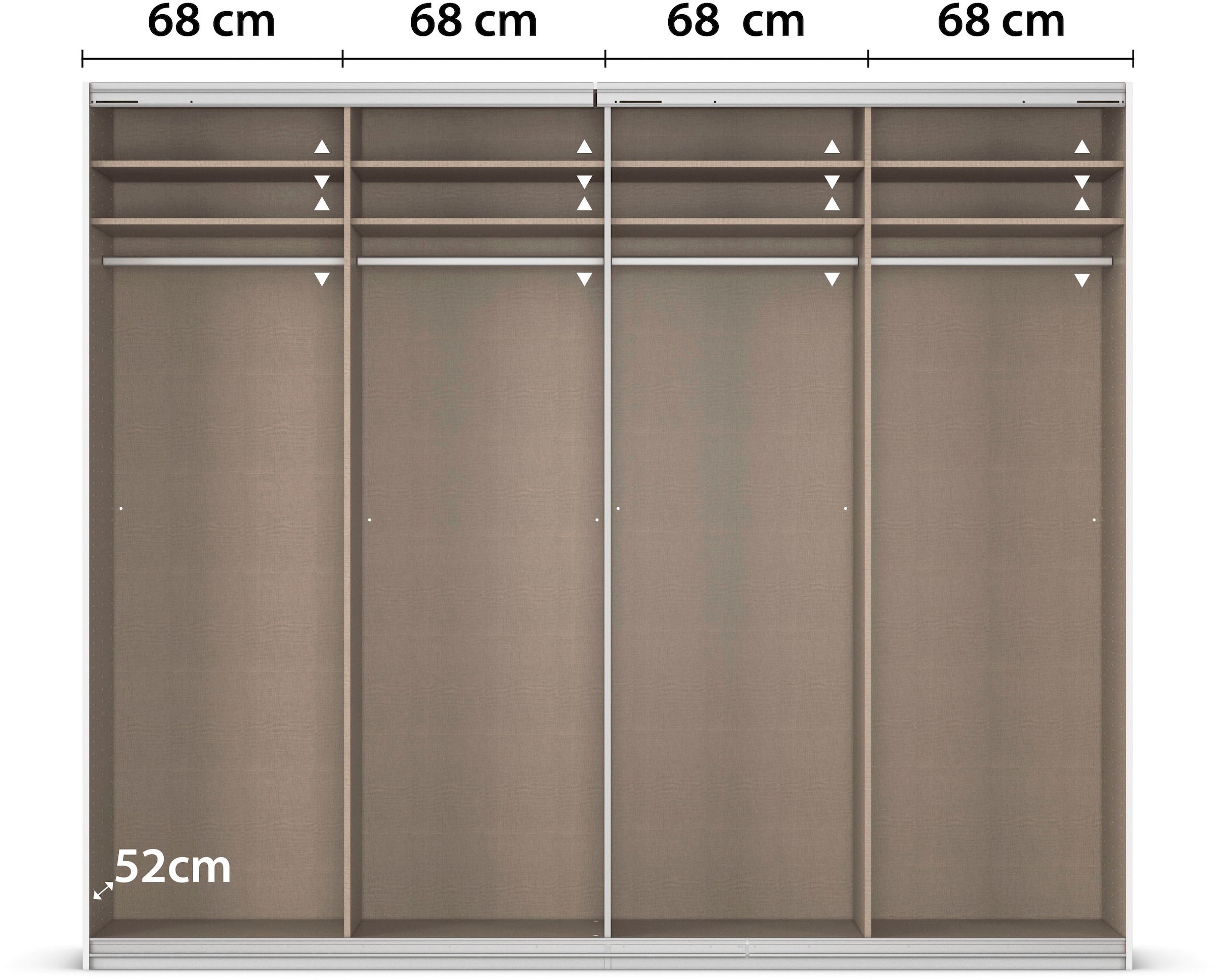 rauch Schwebetürenschrank »Kleiderschrank Schrank Garderobe Wäscheschrank Ankleide SYNCRONO« Mitteltüren öffnen parallel, Breiten 271/316/361 cm Höhen 211/230 cm,  Mitteltüren mit praktischer Synchron-Öffnung MADE IN GERMANY