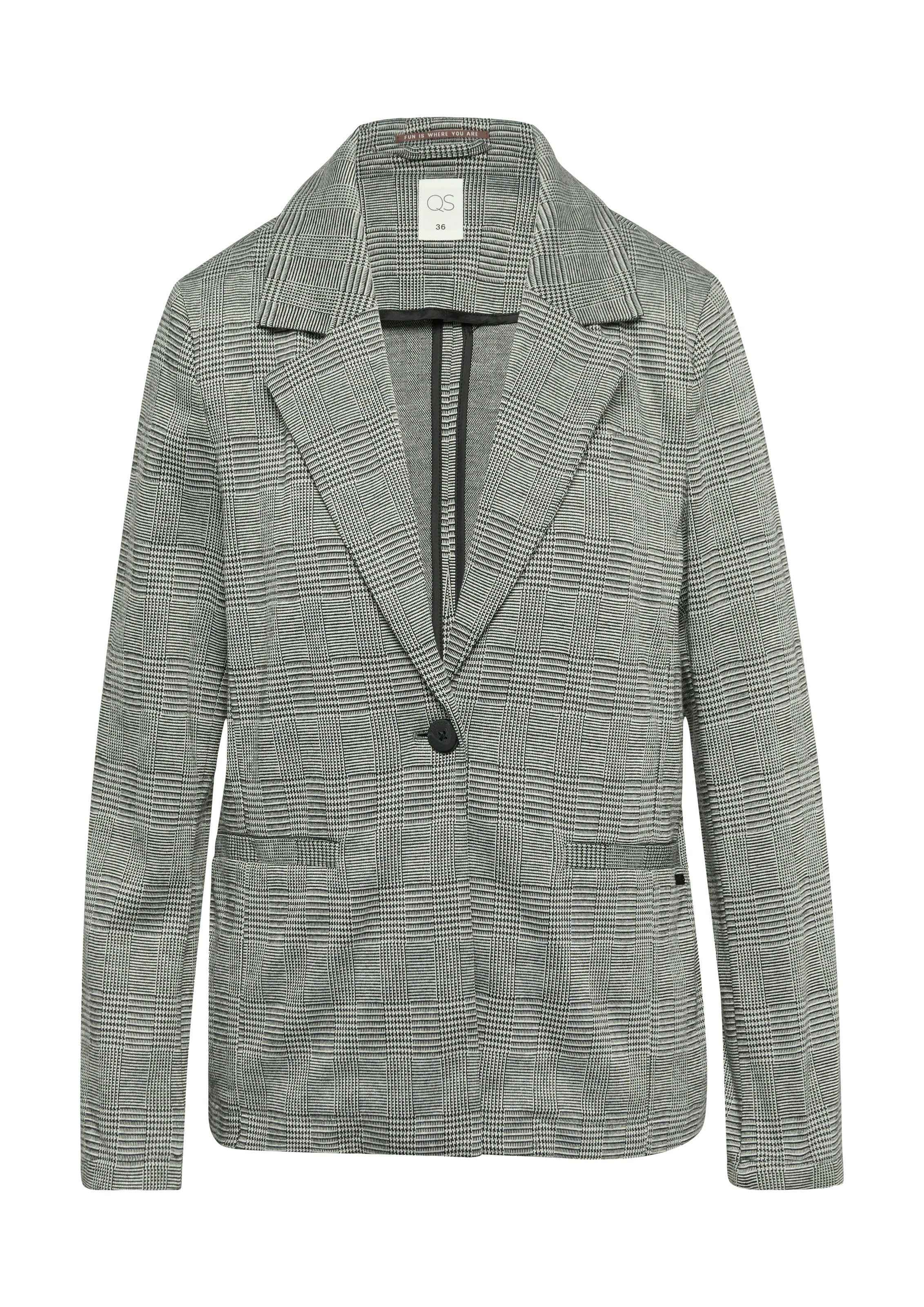 QS Blazer long en motif à carreaux