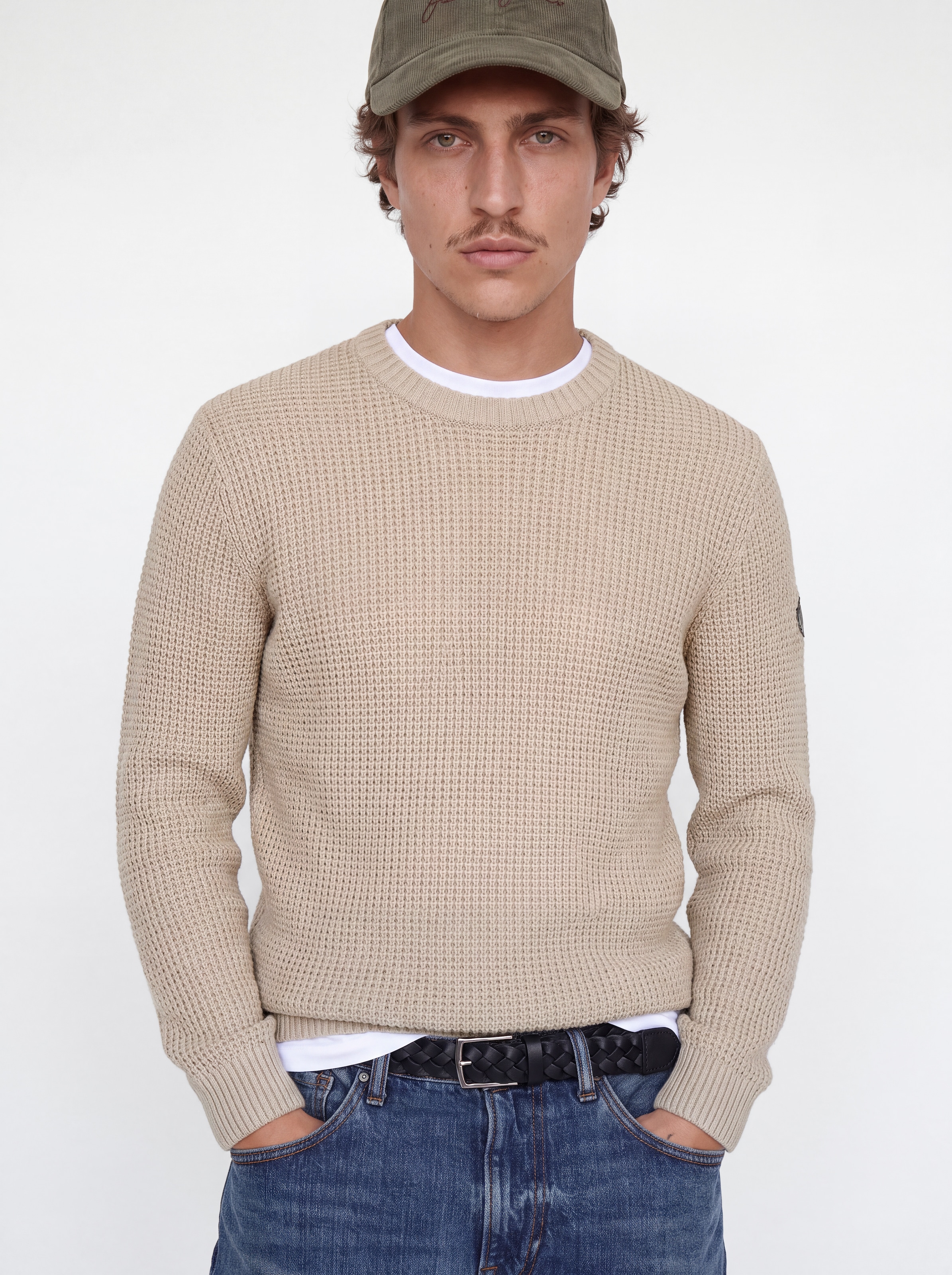 Jack & Jones Pull à col rond »JJLUKE KNIT CREW NECK AW26« mélange de matériaux, coupe régulière
