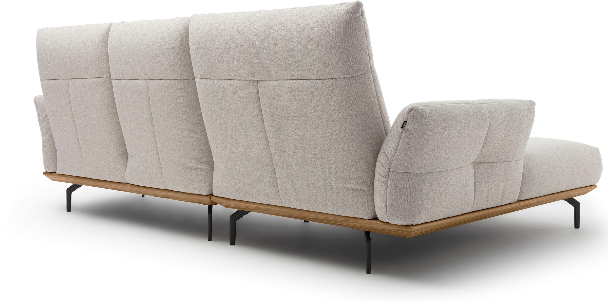 Creation BY ROLF BENZ Canapé d'angle »CR.460 Designsofa, verstellbare Rückenlehne, hochwertig & bequem« socle en noyer, pieds d'angle en gris ombre, largeur 298 cm