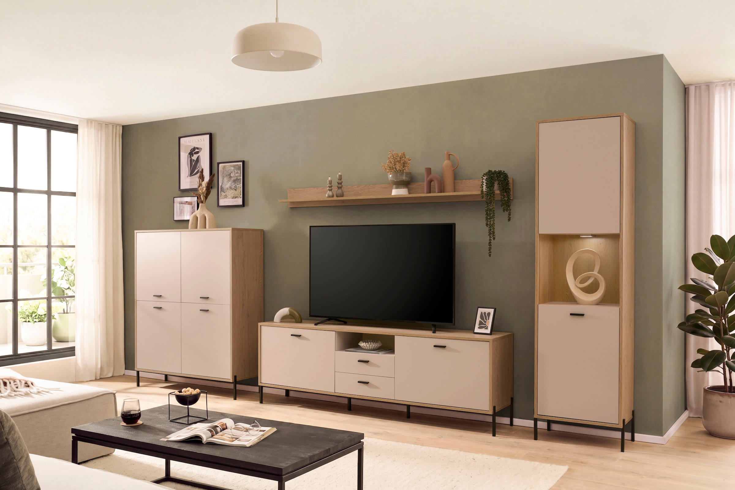 Home affaire Meuble mural »Fredericia, moderne Anbauwand, Komplettset in Kaschmir« Ensemble, 4 cuis tlg.