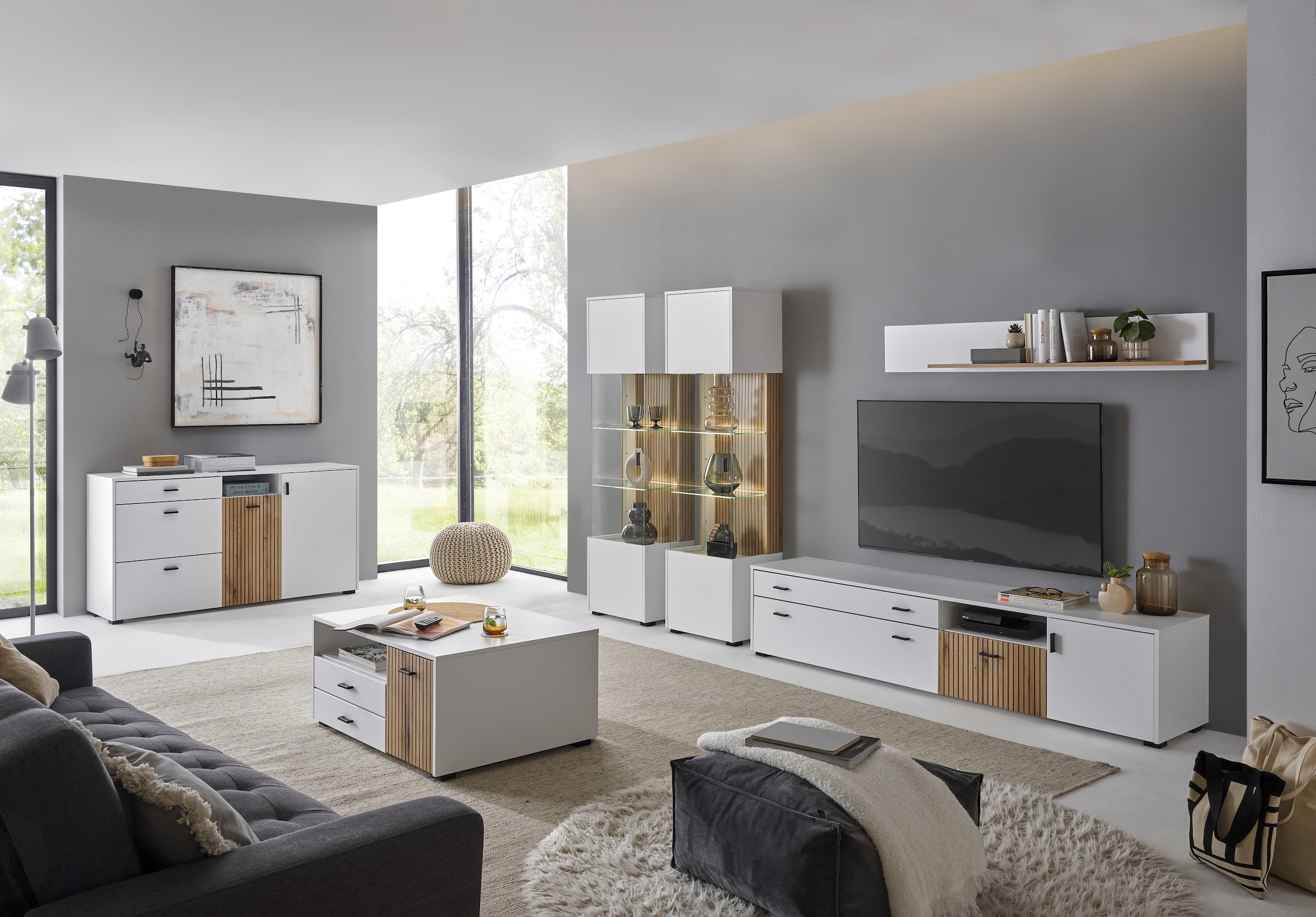 INOSIGN Lowboard »Hudson« in moderner Trendfarbe, Griffe aus Metall (Schwarz), Breite 200 cm