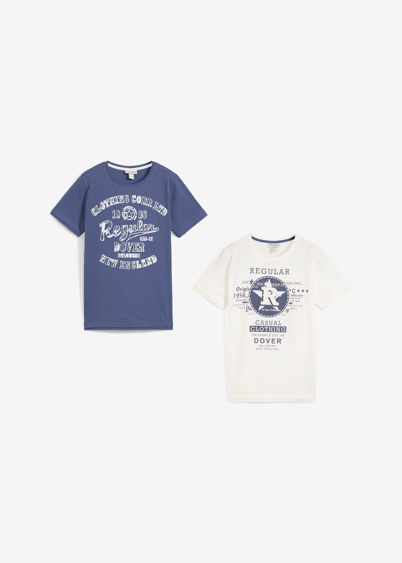 bonprix T-shirt Paquet, 2 cuis bequeme Passform, Kurzarm-Design, aus reiner Baumwolle