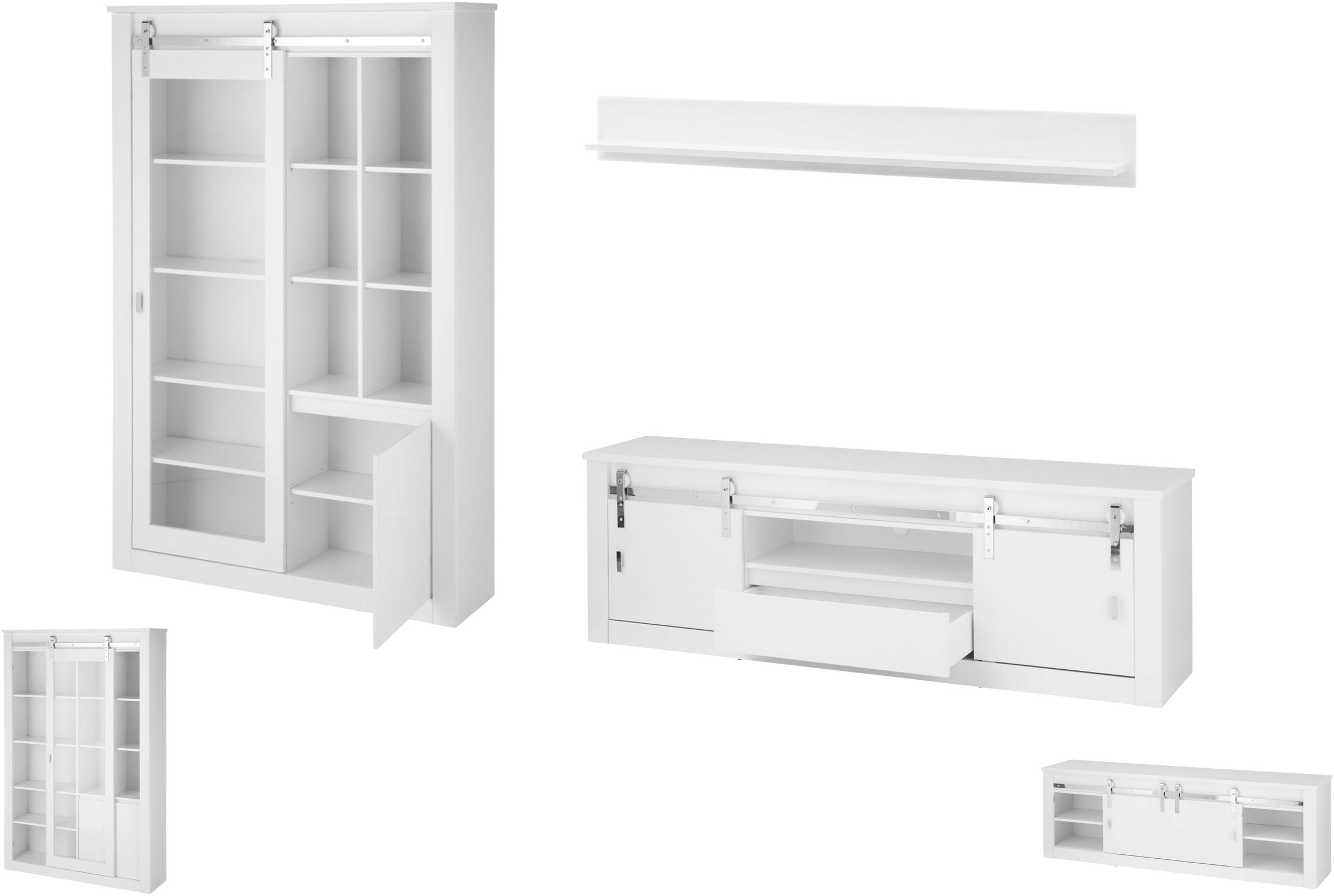 Home affaire Wohnwand »Daytona, moderne Anbauwand, Wohnzimmer-Set in Weiss Hochglanz« Set, 3 Stk. tlg.