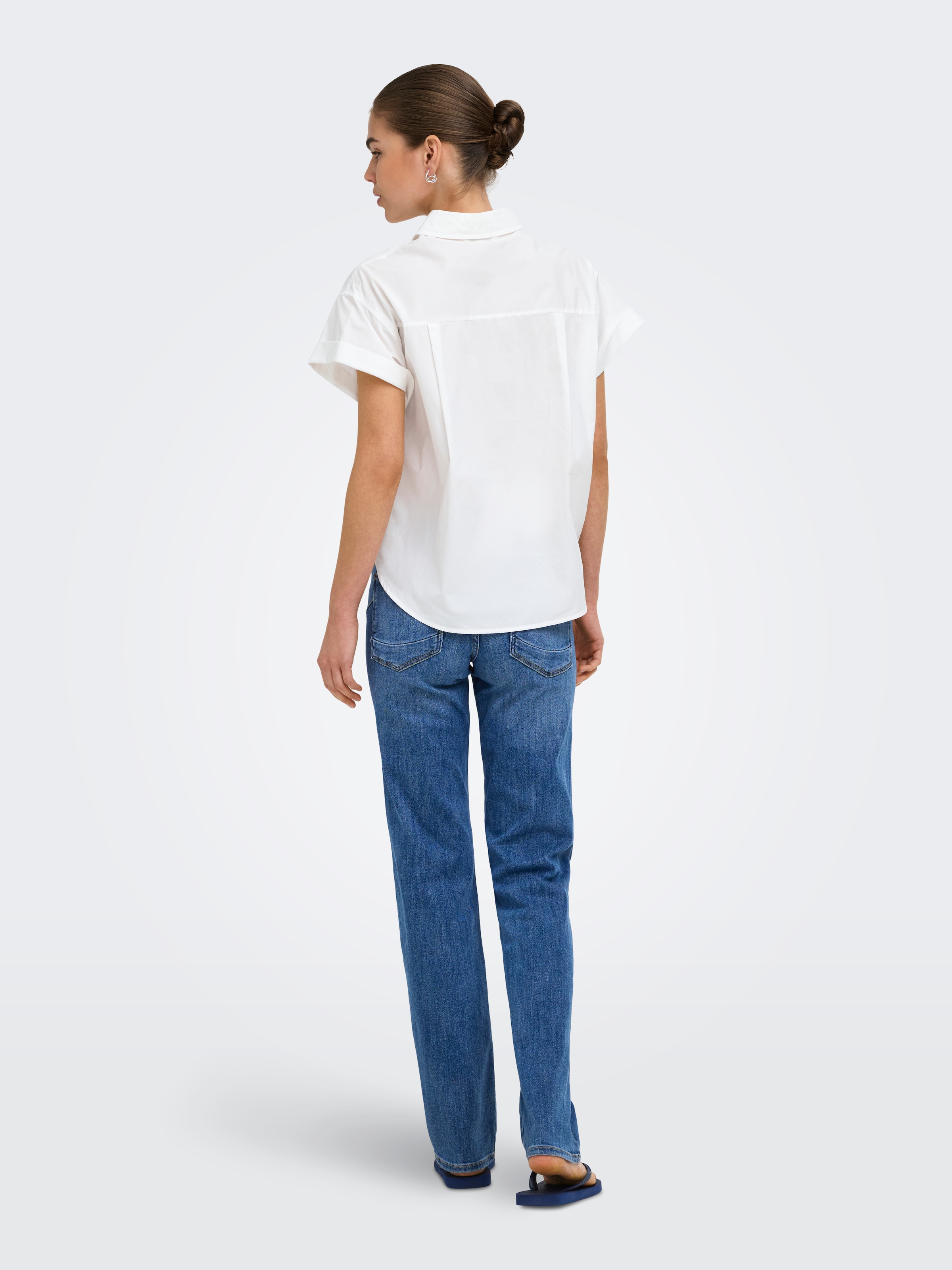 ONLY Jeans slim »ONLPOWER MW PUSH UP SLIM STRAIGHT DNM« mélange de coton, taille mi-haute, coupe slim