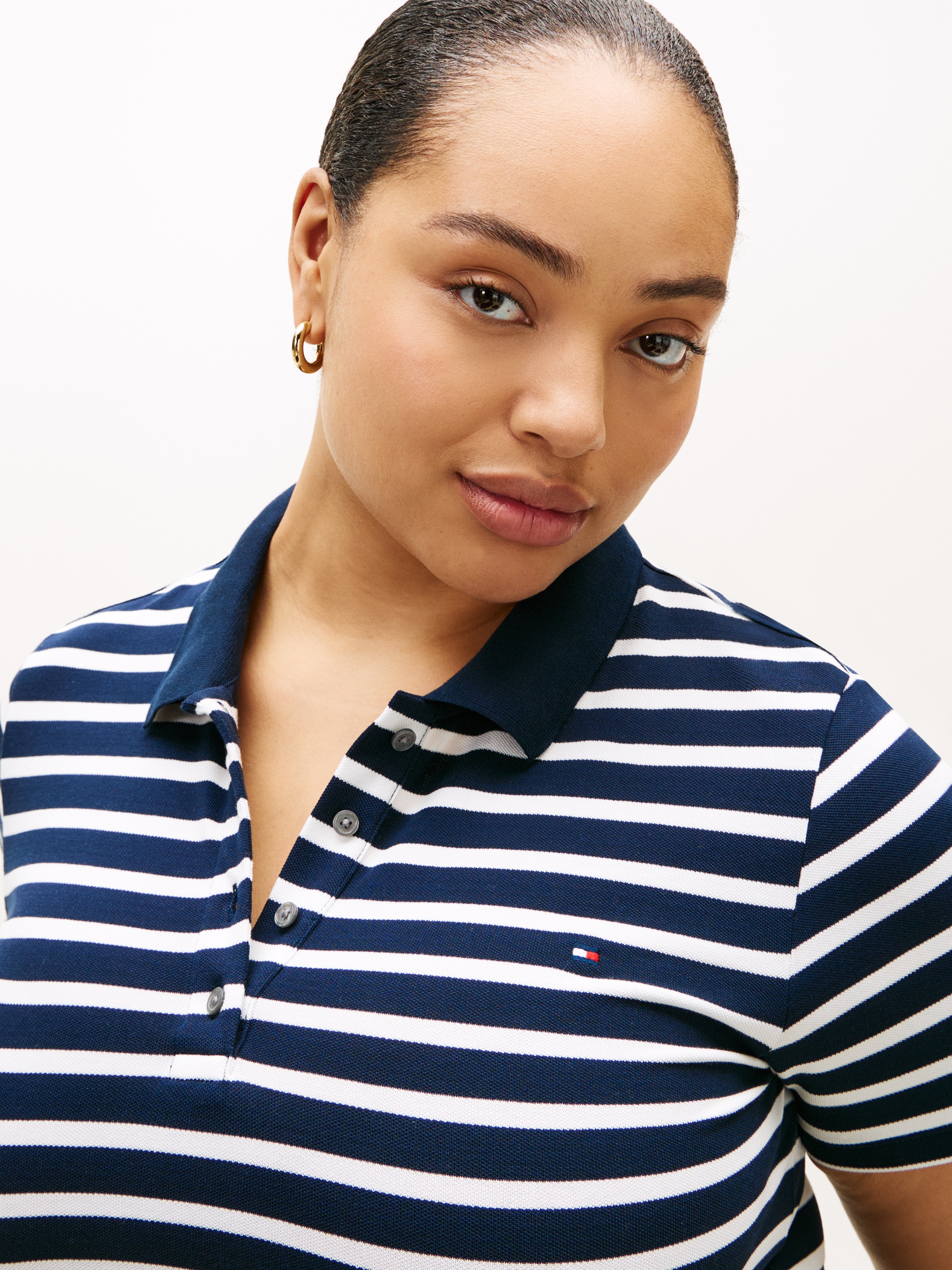 Tommy Hilfiger Curve Poloshirt »CRV 1985 SLIM PIQUE POLO SS« in grossen Grössen, aus Pique Qualität