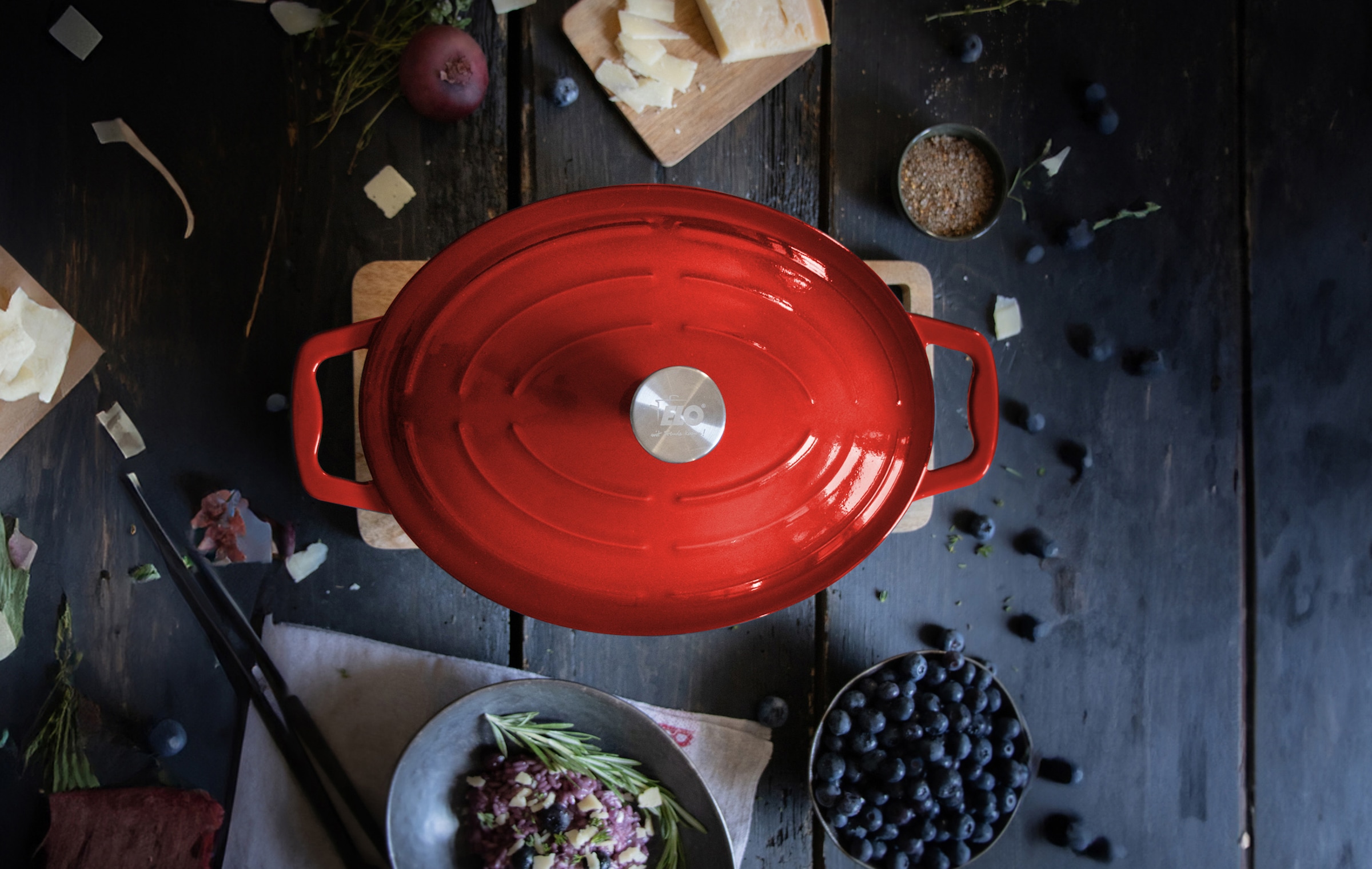 Elo Rôtissoire »Kirschrot Gusseisen Topf 33 cm« Topf inkl. Deckel, 2 cuis tlg.