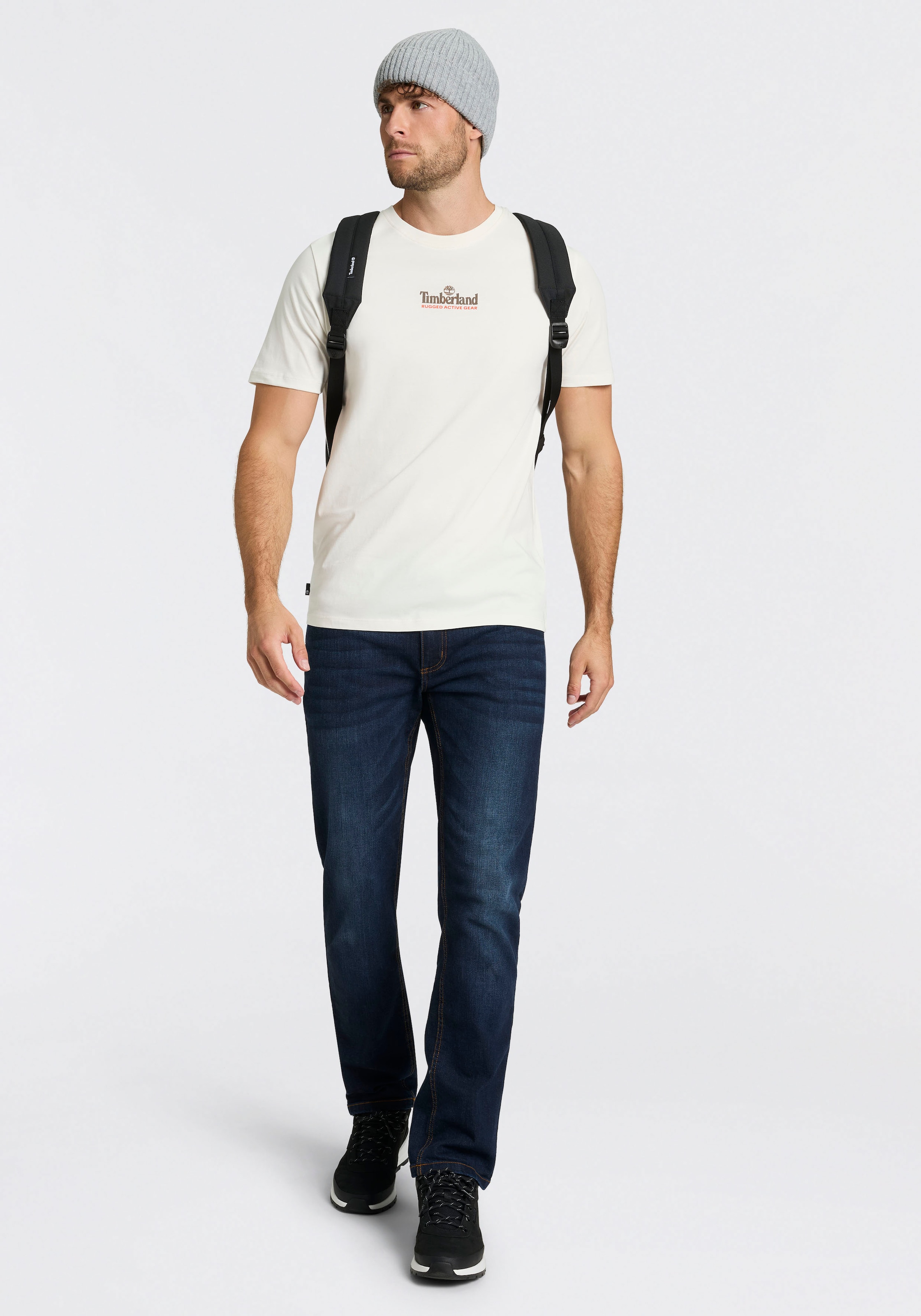 Timberland T-shirt »Washed Back On the Road Graphic Te« manches courtes, en coton, aussi en grandes tailles