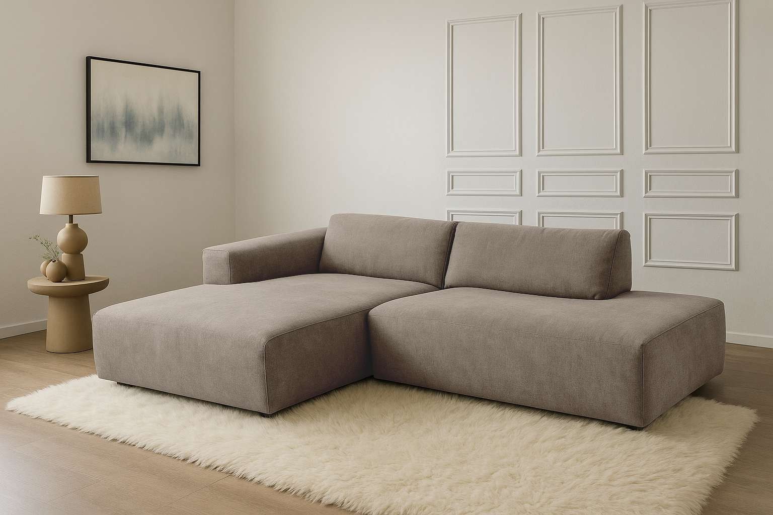 Home affaire Ecksofa »Noord mit Kedernaht, Breite 227 cm, L-Form« Cord, Struktur, Webstoff, mit Wellenunterfederung, Massivholzrahmen