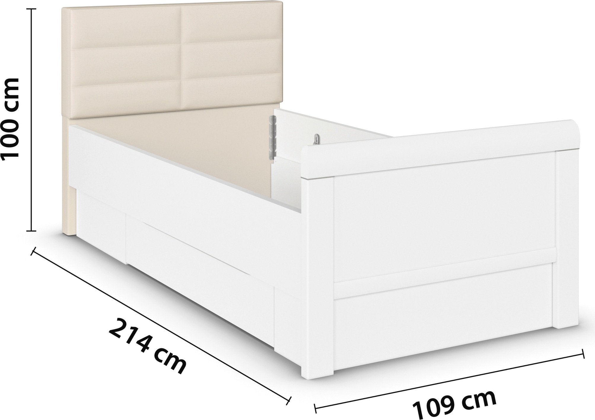 rauch Lit de rangement »Bett Einzelbett Stollenbett Bettkästen EVELYN« à hauteur confortable avec tête de lit rembourrée et tiroirs MADE IN GERMANY
