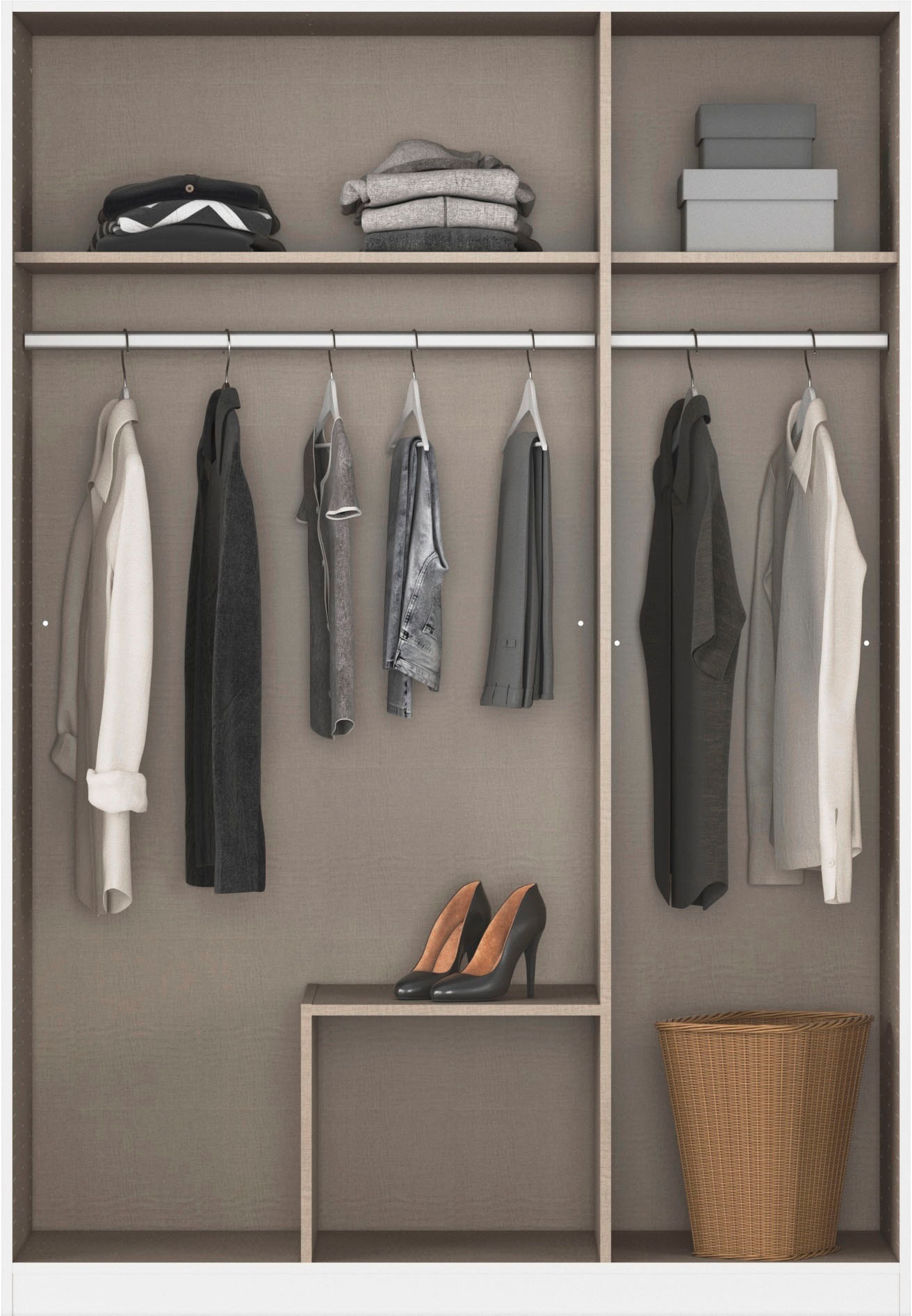 rauch Kleiderschrank »Schrank Garderobe Garderobenschrank Putzschrank Wäscheschrank TORRENT« Breiten 91/136/181 cm, Höhe 210 cm,  optional Aussenschubladen und Spiegel, viel Stauraum MADE IN GERMANY