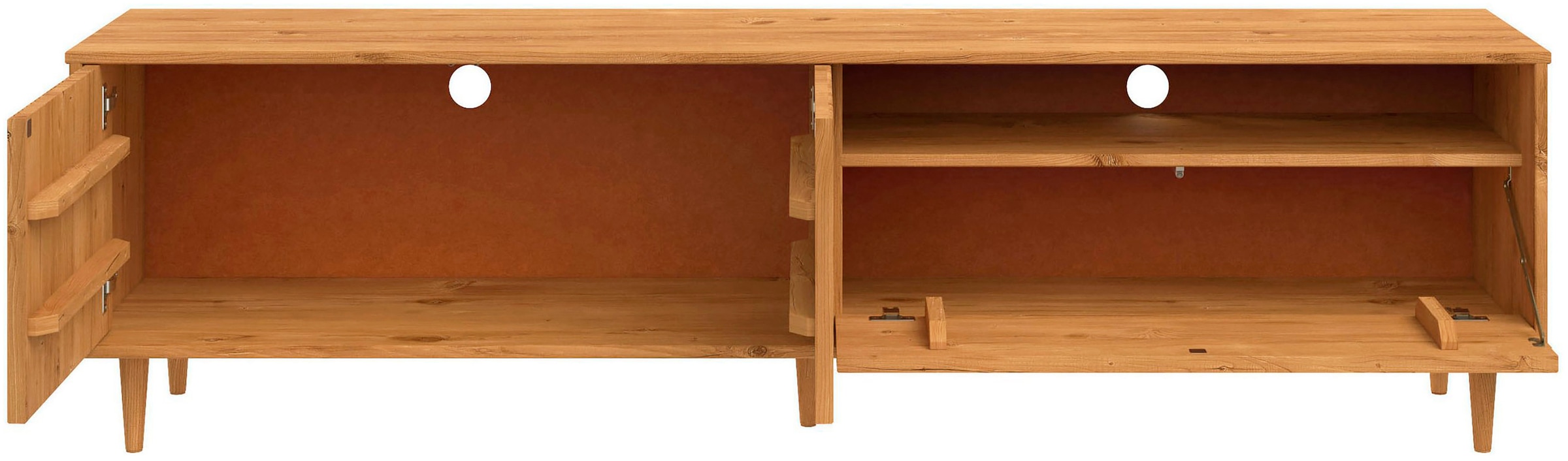 GOODproduct Lowboard »Malmedy  Front mit gefrästen Rillen« TV-Kommode aus massivem Kiefernholz, Push-to-open, Breite 180 cm