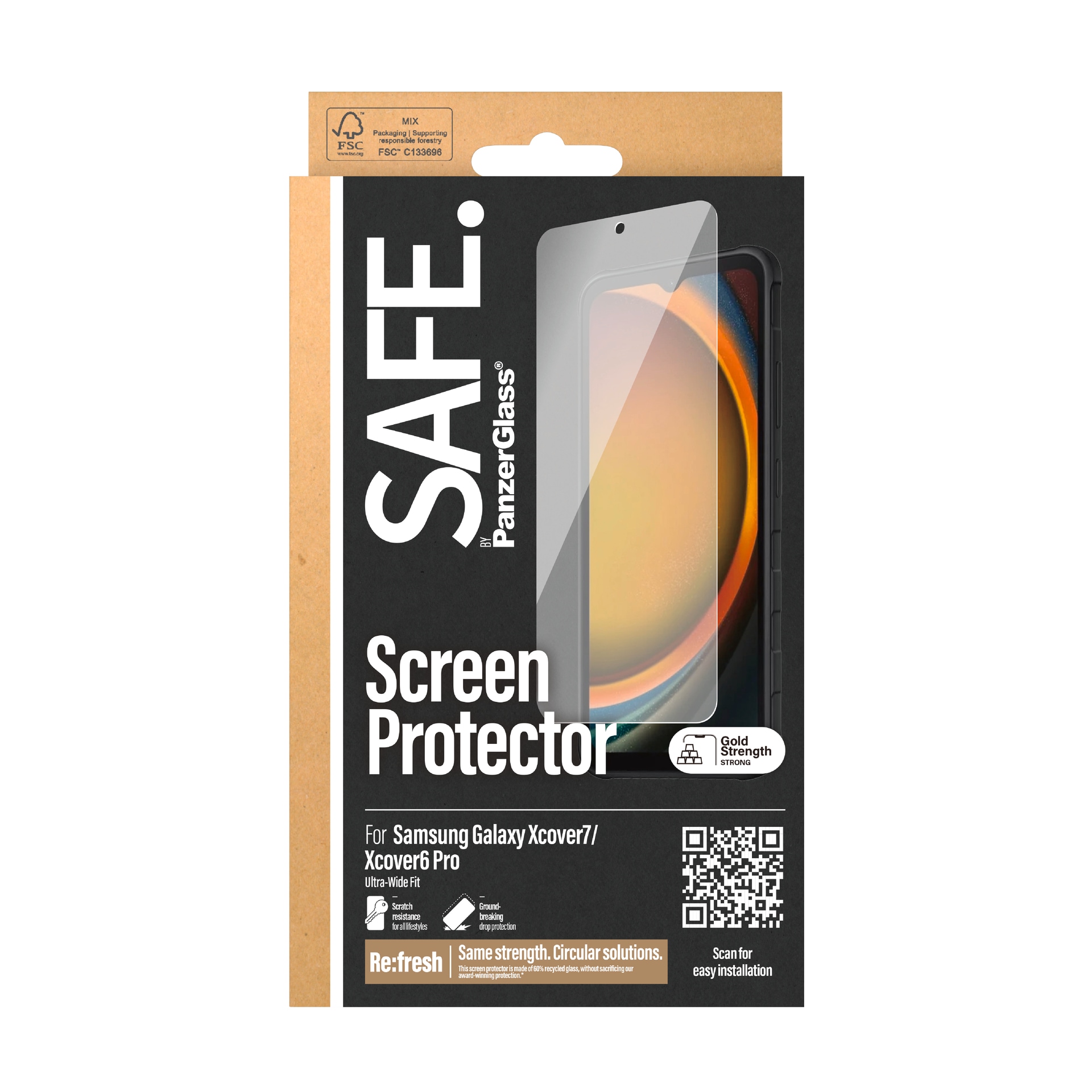 SAFE by PanzerGlass Verre de protection d'écran »Ultra-Wide Fit Screen Protector« für Samsung Galaxy Xcover7 1 cuis tlg. Displayschutzfolie, Schutzfolie, Bildschirmschutz, kratz- & stossfest
