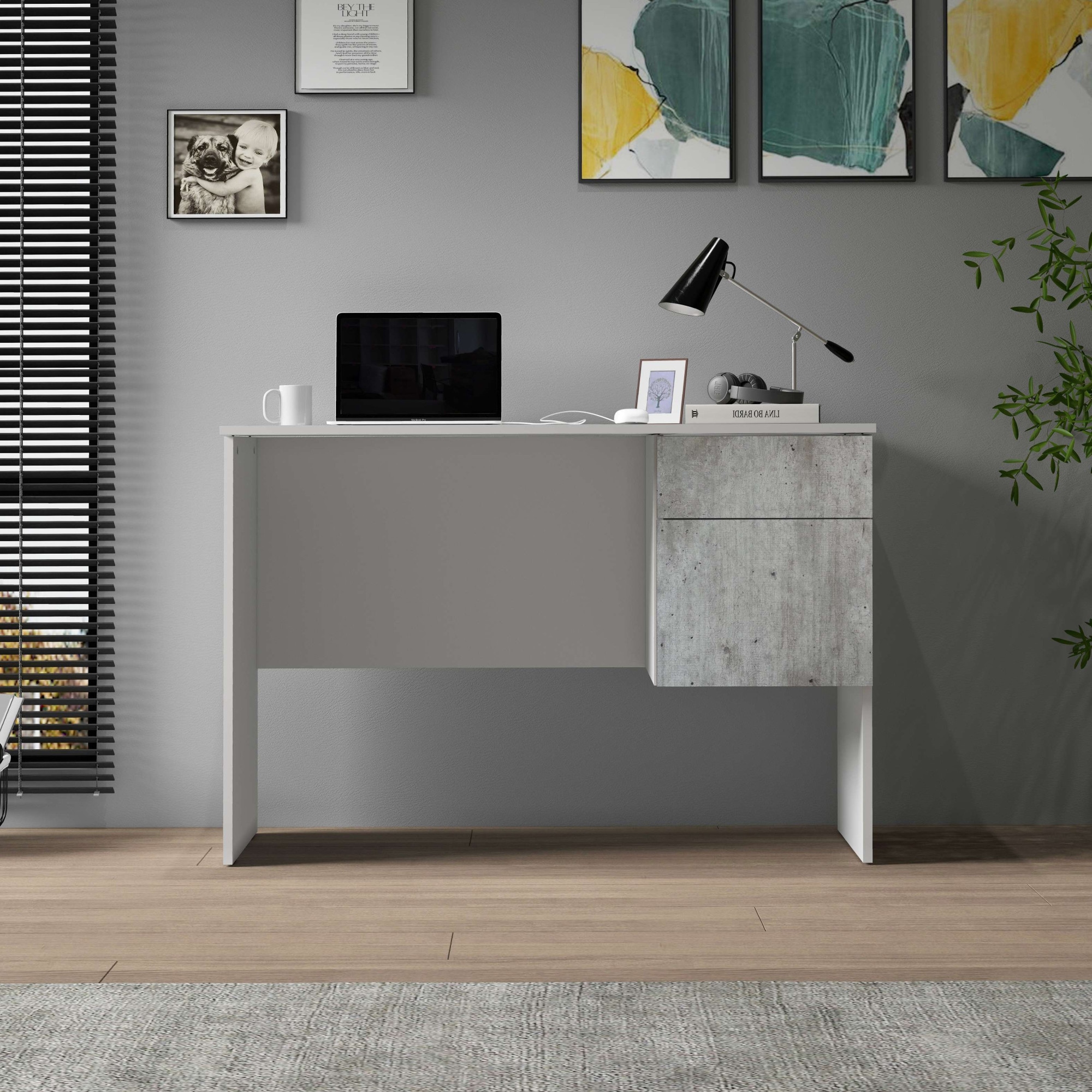 Home affaire Schreibtisch »Coro, kleiner Computertisch, Bürotisch« mit 1 Tür & 1 Schublade, Breite 110 cm, Made in Italy