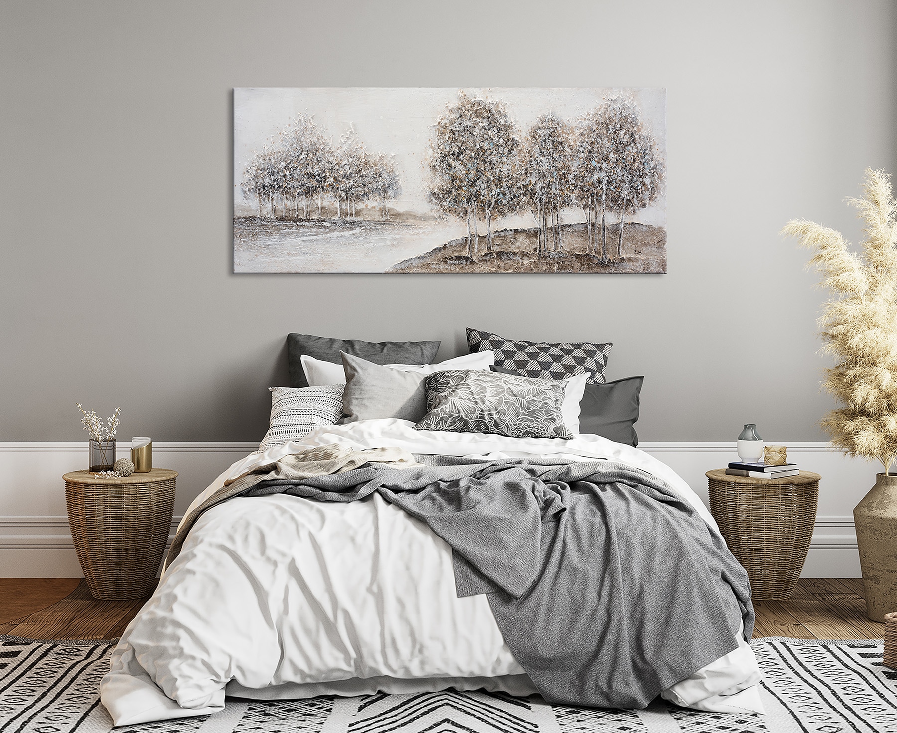 Bönninghoff Peinture à l'huile »handarbeit BÄUME XXL 60x140 cm – Wandbild Kunst Deko modern« Arbres | Art | Images d'arbres | Nature | Paysage | Tableau 1 cuis tlg. fabriqué à la main, chaque image est unique