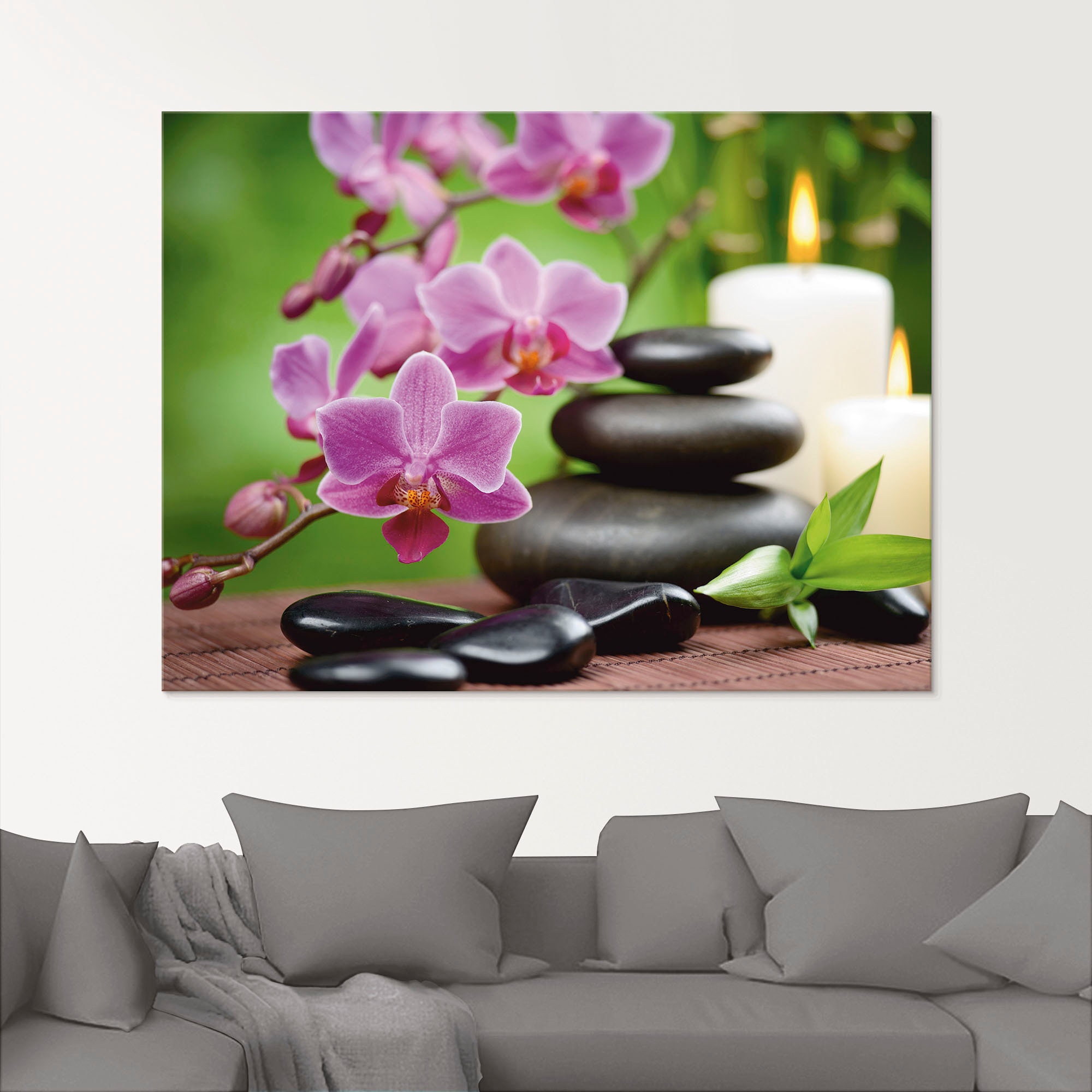 Artland Tableau en verre »Zen Basaltsteine und Bambus auf Holz« 1 cuis tlg. in verschiedenen Grössen