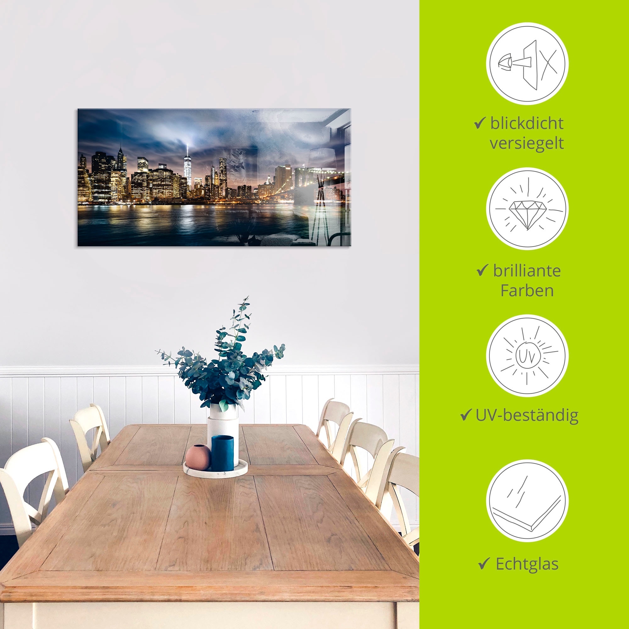 Artland Glasbild »Sonnenaufgang über Manhattan« Amerika 1 Stk. tlg. in verschiedenen Grössen