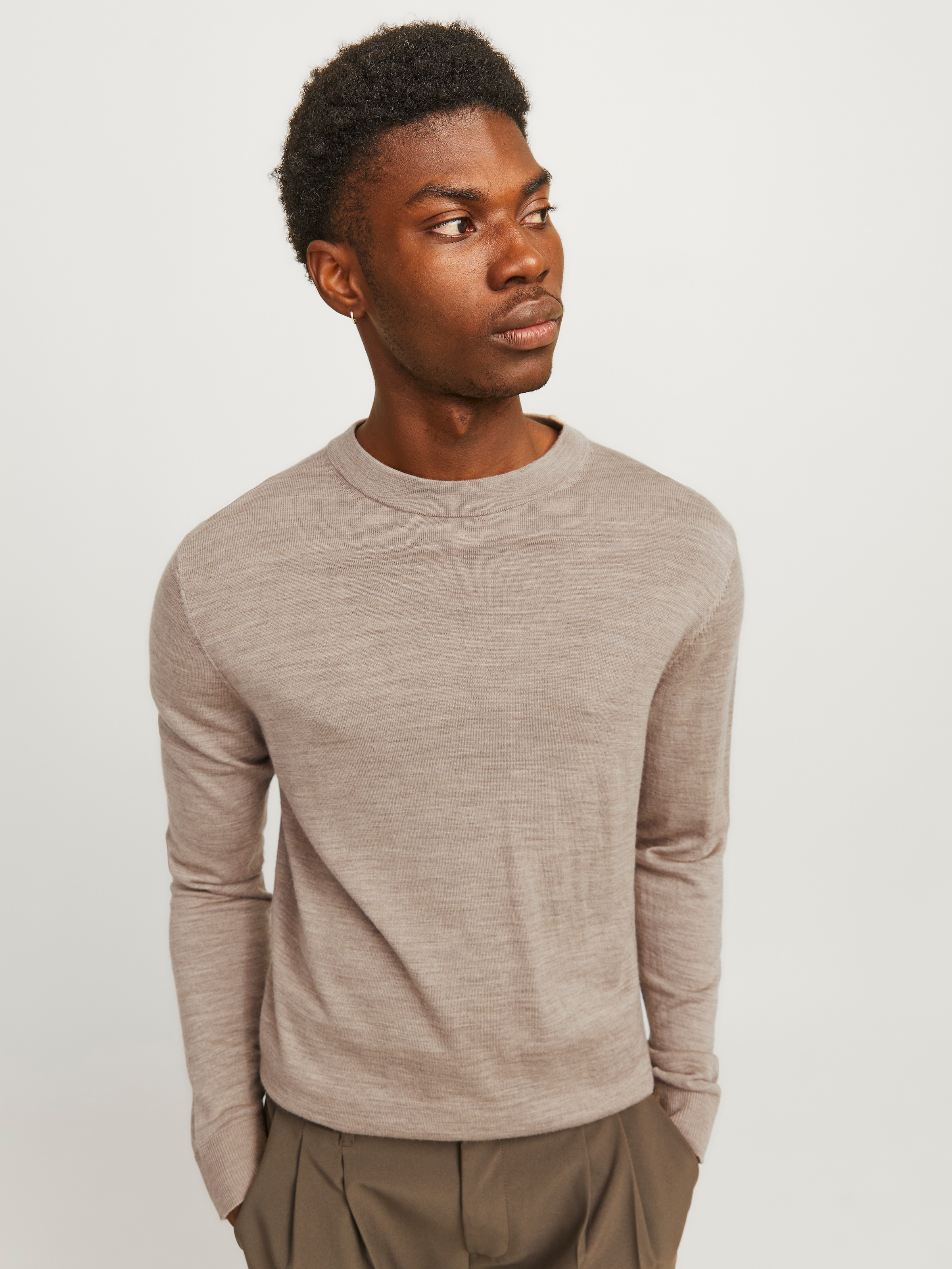 Jack & Jones Pull à col rond »JPRBLAMARK MERINO KNIT CREW NECK LN« Laine, coupe régulière