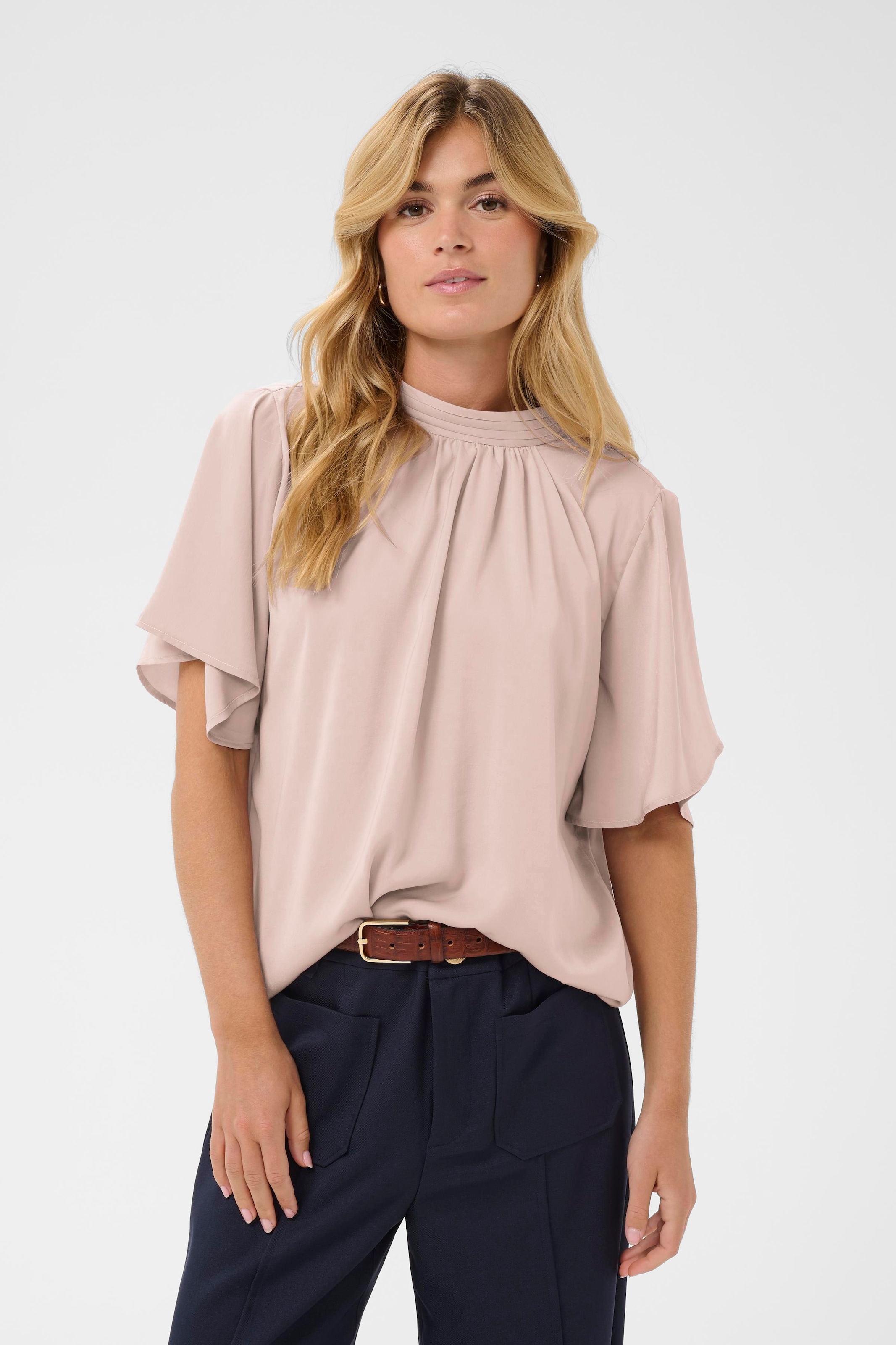 Saint Tropez Blouse à manches courtes »AileenSZ Flared Blouse« Kunstfaser, Regular fit