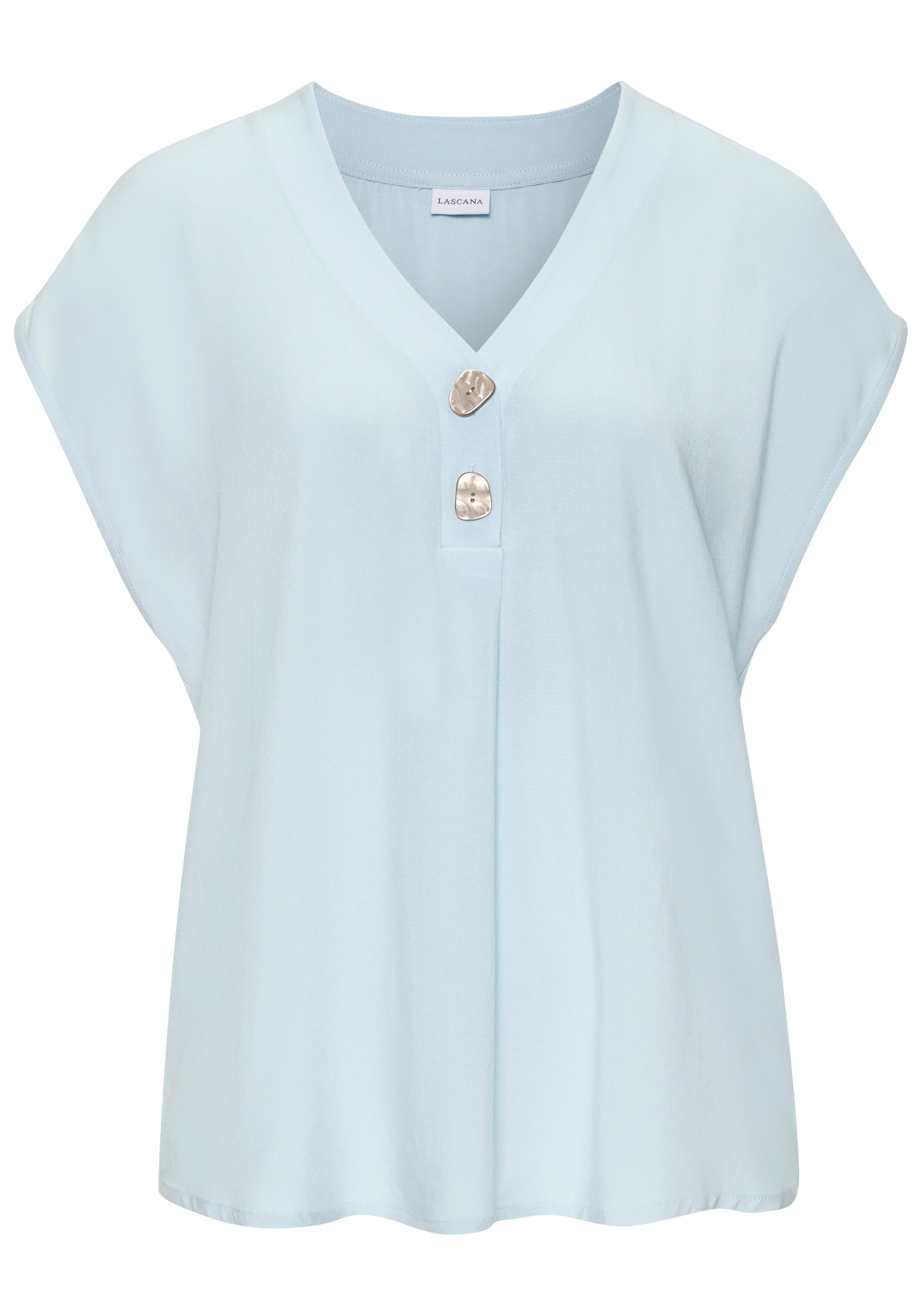 LASCANA Blouse à enfiler mit modischen Knöpfen, luftige Kurzarmbluse, sommerlich