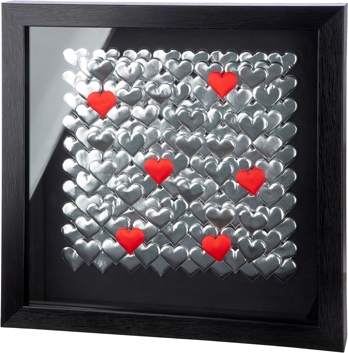 GILDE Tableau métallique »Bild quadratisch Heart  schwarz« Cœurs 1 cuis tlg. image cœur décoration murale romantique moderne effet 3D accessoire de maison
