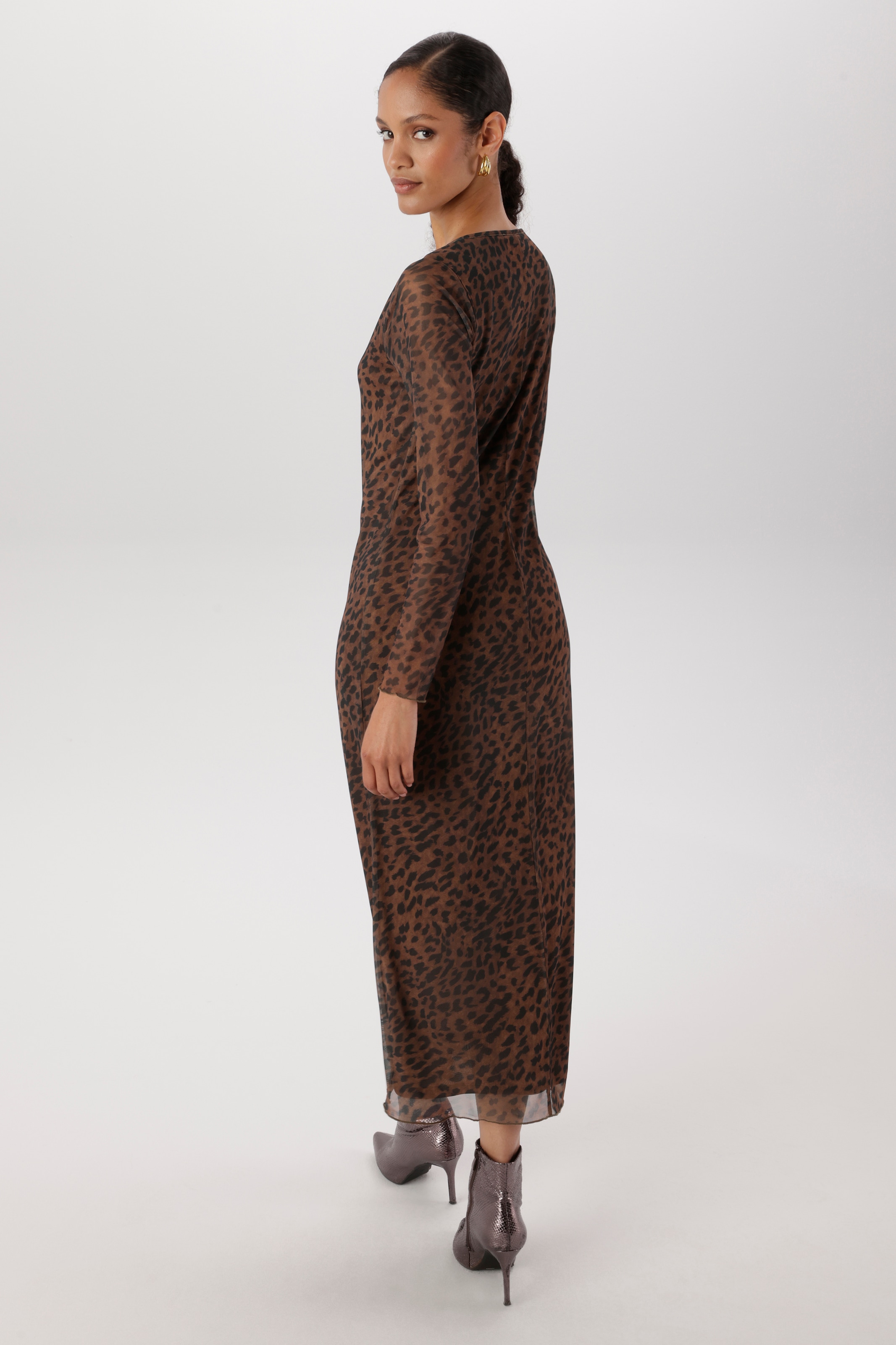 Aniston SELECTED Robe midi en qualité mesh et imprimé animal tendance - NOUVELLE COLLECTION