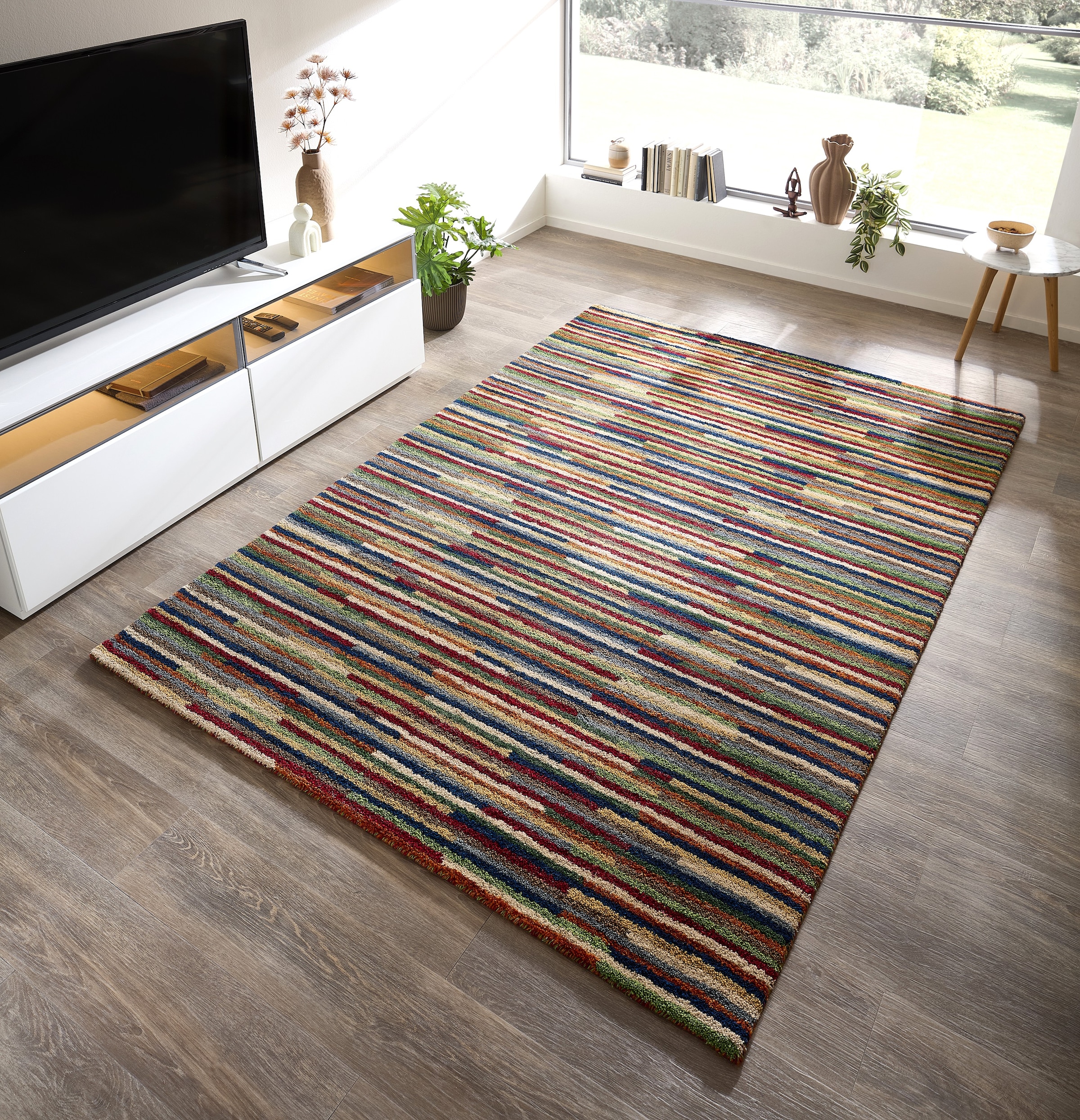THEKO Tapis en laine »Gabbeh Multi, Handgefertigt, Teppich, meliert, reine Wolle,« Rectangulaire 15 mm Höhe Wohnzimmer, Schlafzimmer, Esszimmer