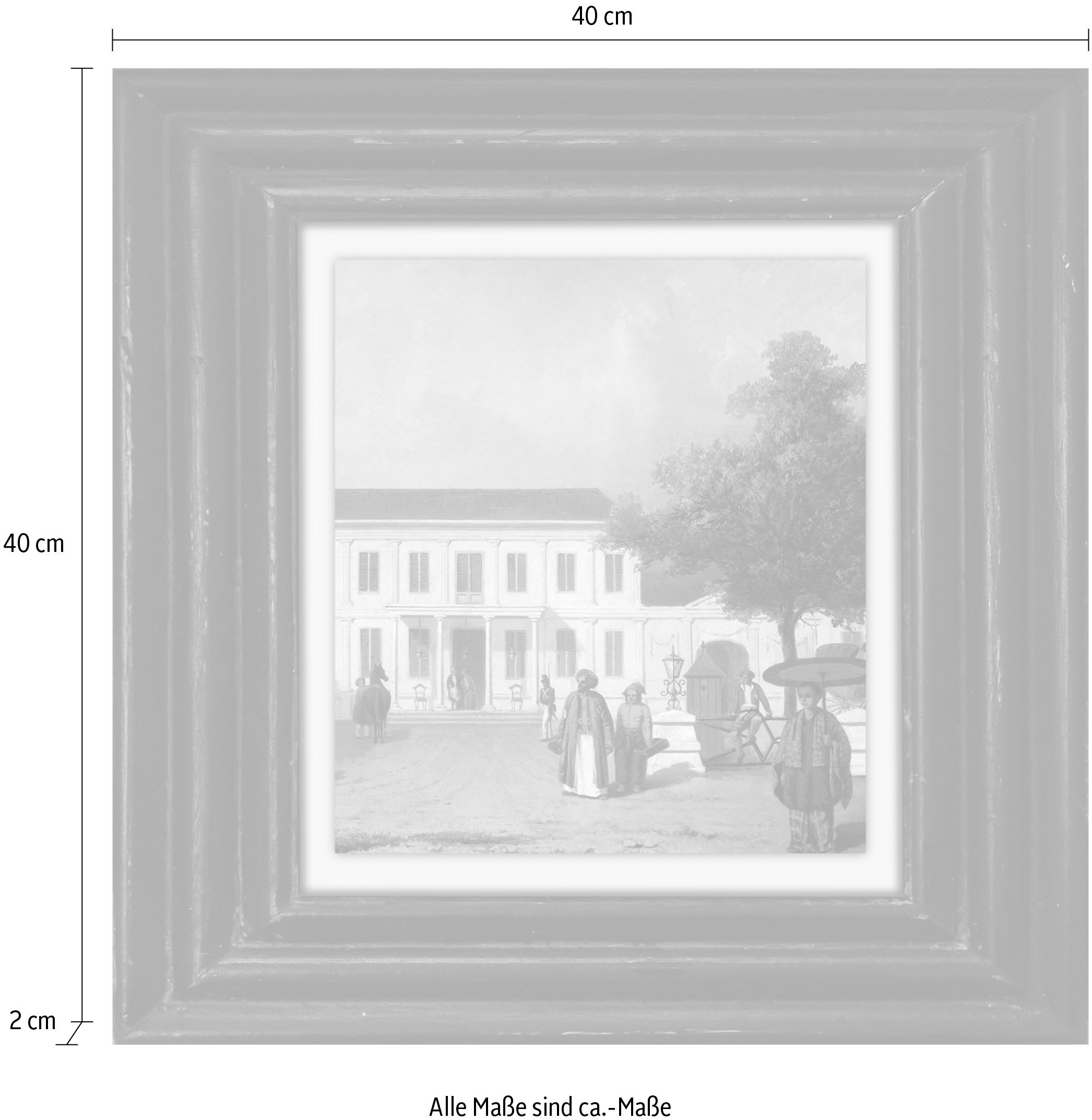 queence Leinwandbild »Gebäude« Gebäude | Himmel | Historische Persönlichkeiten | Kunst Premium-Leinwandstoff, Handarbeit aus Deutschland, 40x40cm