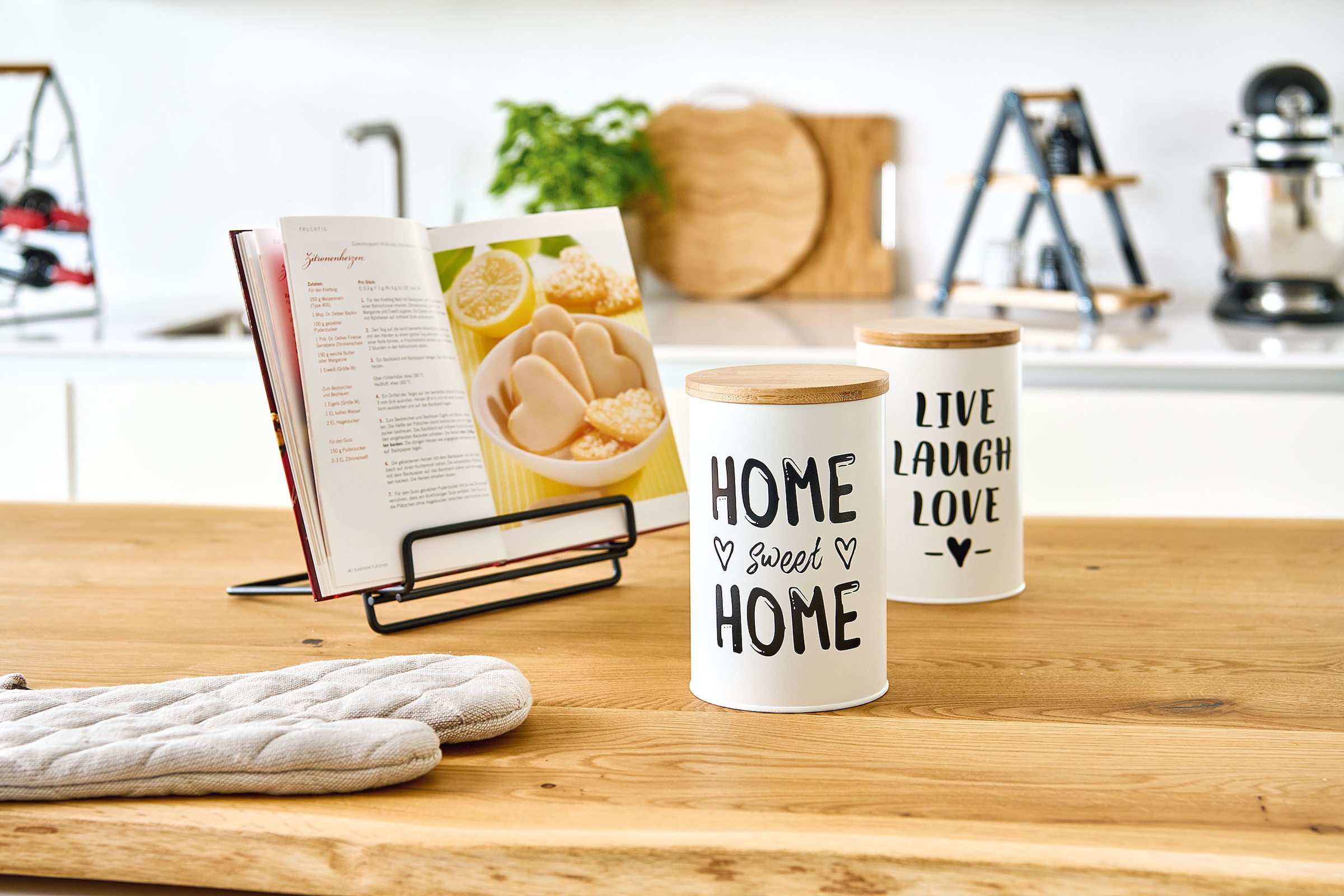 Zeller Present Boîte à provisions »Quotes« Set, 2 cuis tlg. moderner Schriftzug, mit Bambusdeckel, 1000 ml