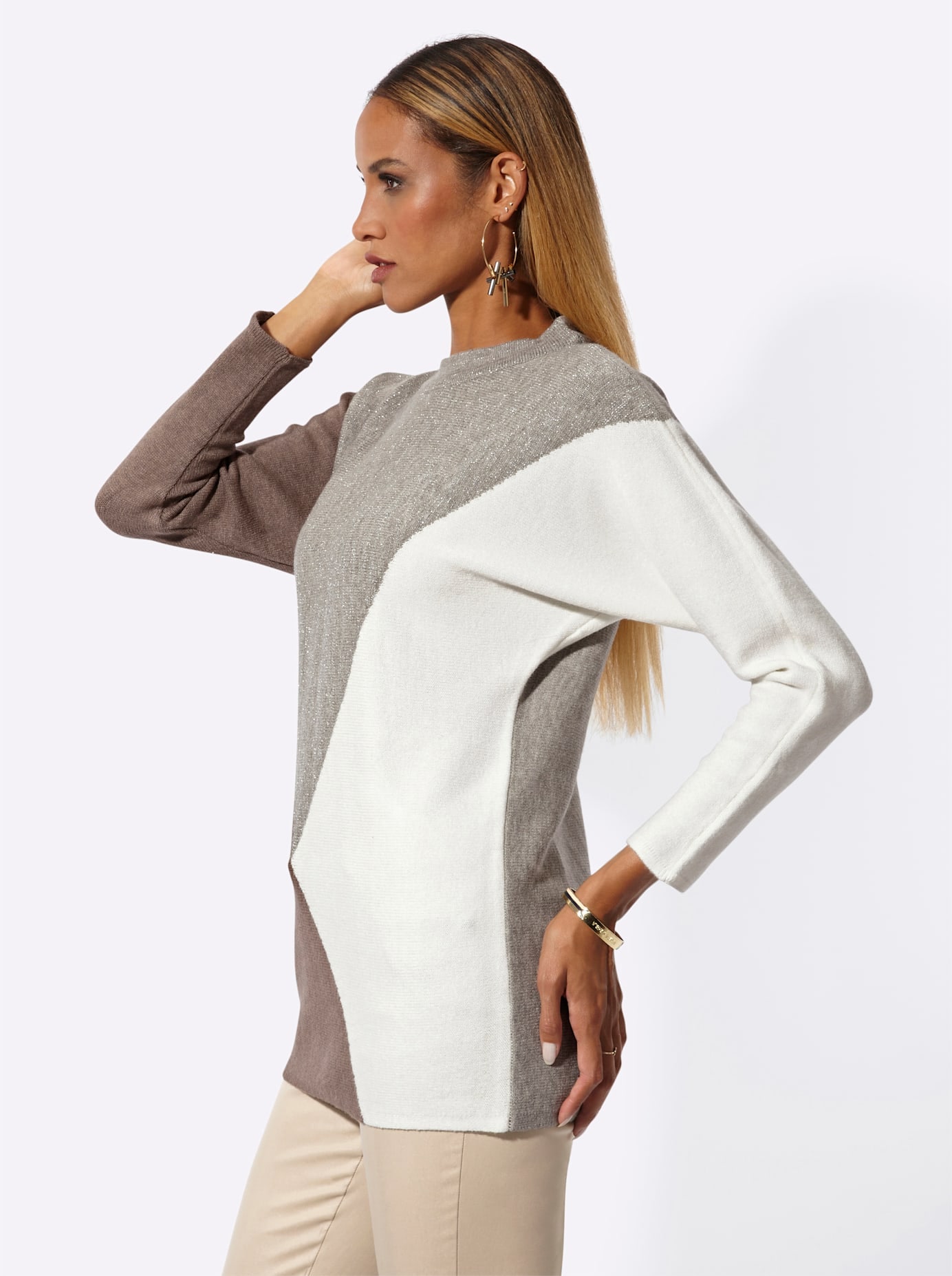 creation L Pull chauve-souris »Stehkragen-Pullover«