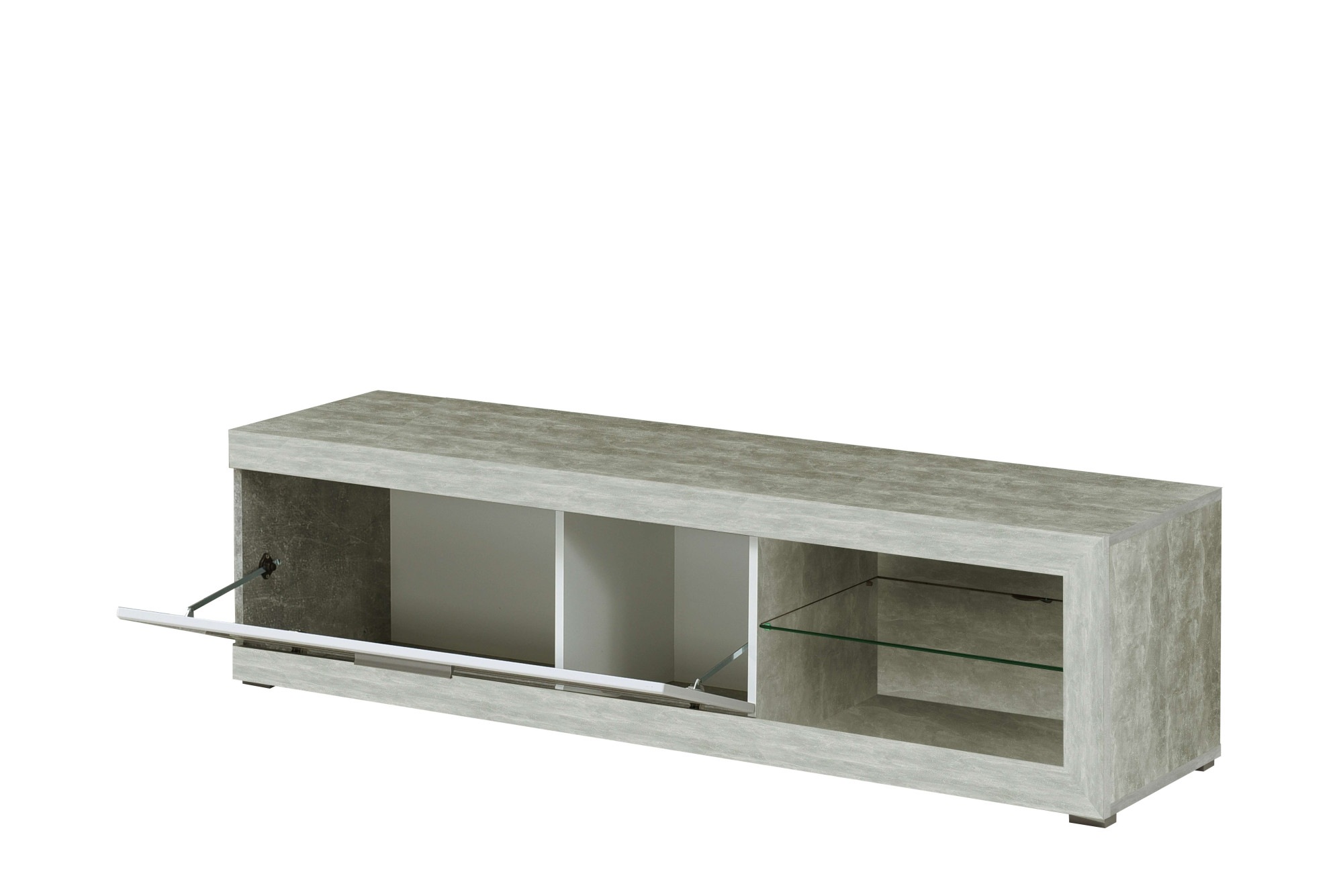 Home affaire Lowboard »Remo TV-Kommode, Breite 160 cm, Höhe 45 cm, offenes Fach mit Glasboden« Wahlweise mit oder ohne LED-Beleuchtung, 1 Klappe, 1 offenes Fach