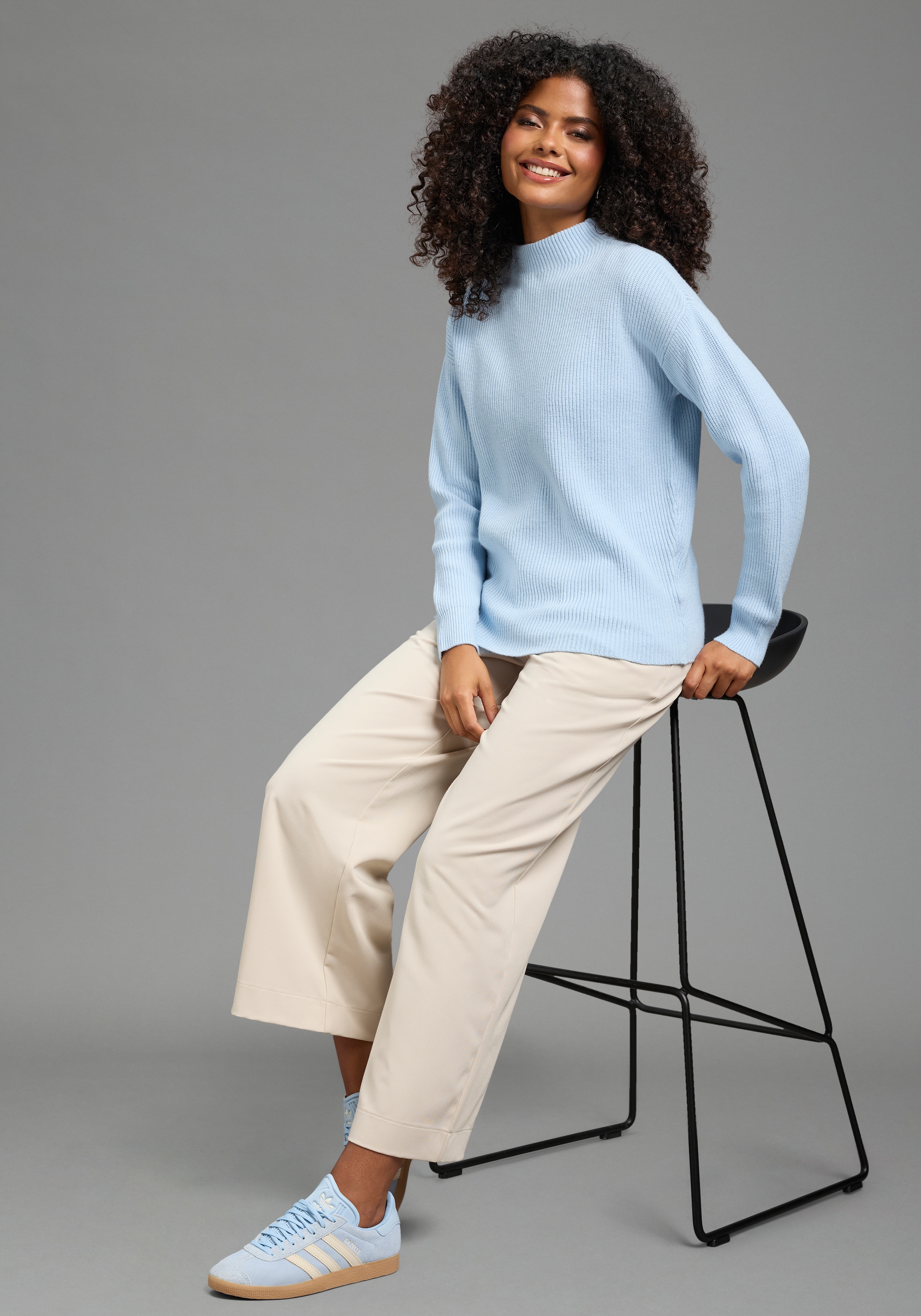 Laura Scott Strickpullover »mit Stehkragen mit hüftlanger Passform« aus weicher Viskosemischung