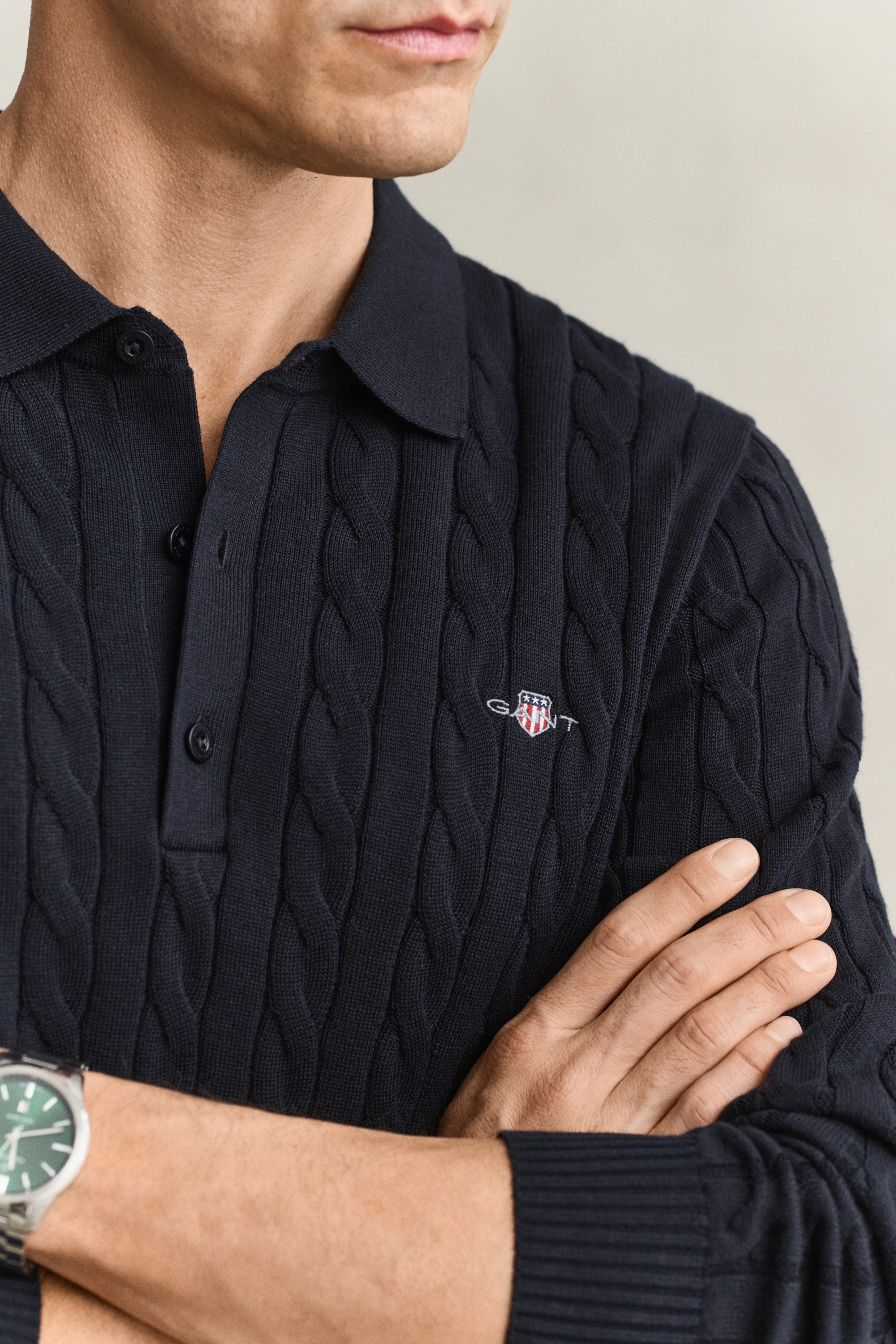 Gant Pull à col polo »COTTON CABLE POLO« regular fit avec col polo