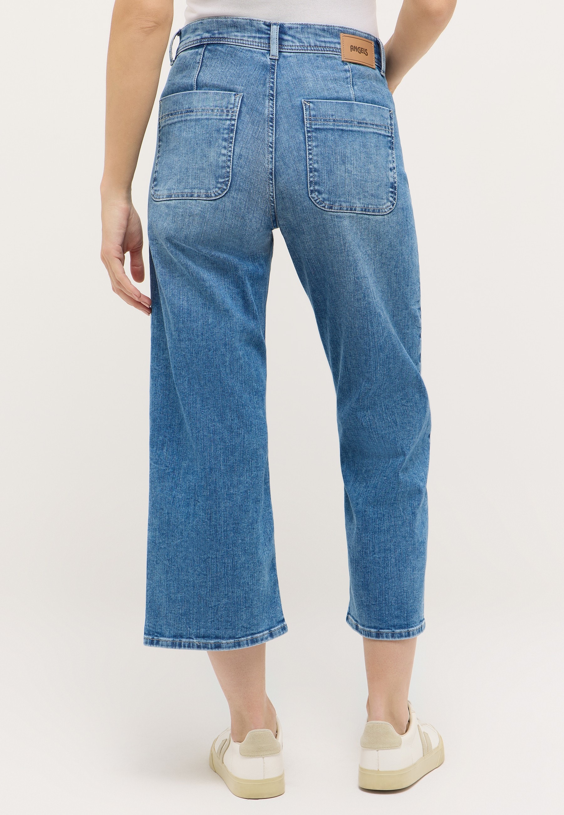 ANGELS Stretch-Jeans »LINN POCKET« in modisch verkürzter Länge mit weitem Bein, Stretch