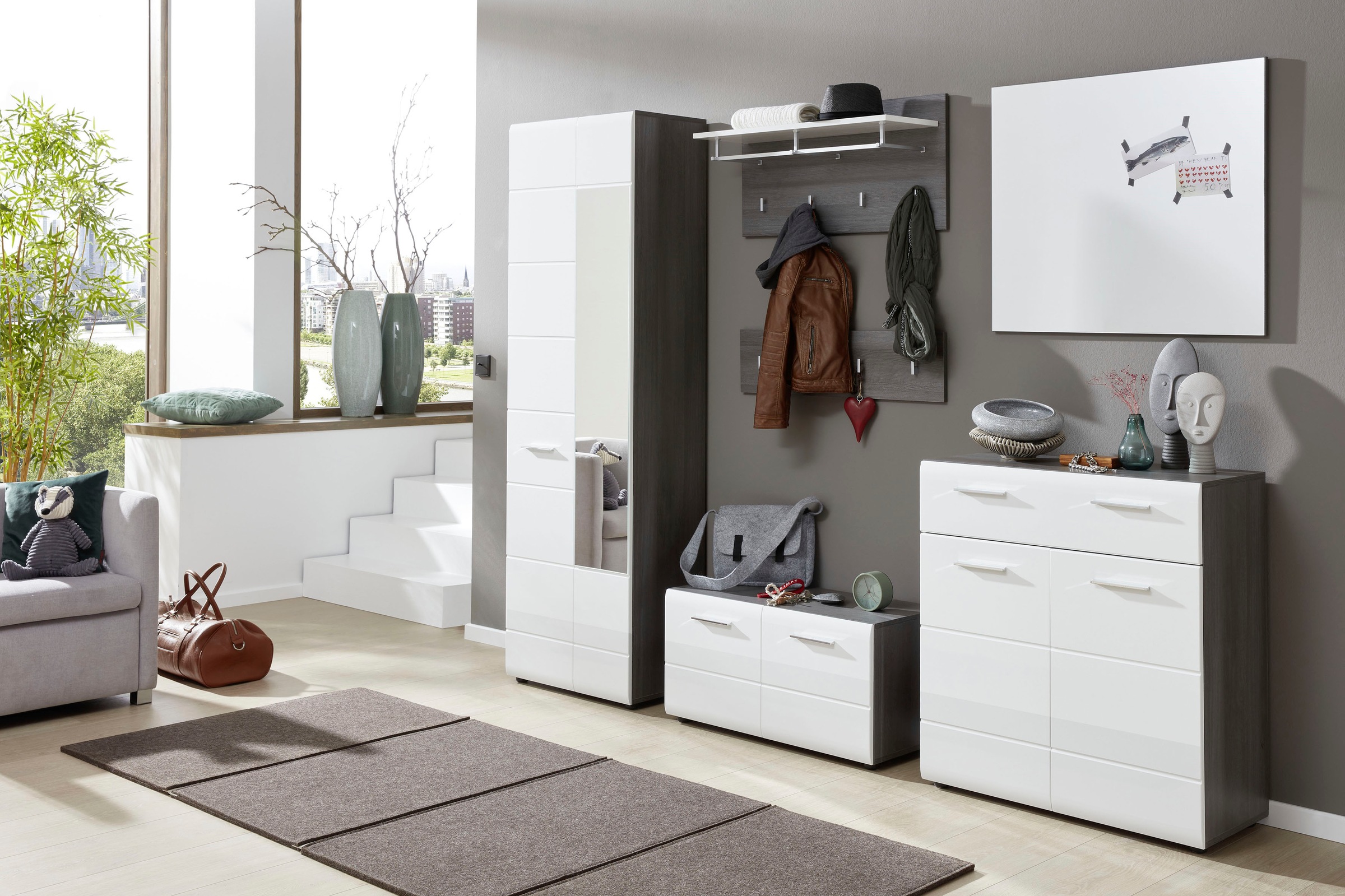 Home affaire Garderobenschrank »Sovana« Garderobenschrank mit 2 Türen & Spiegel - (B/T/H) 60/36/191 cm