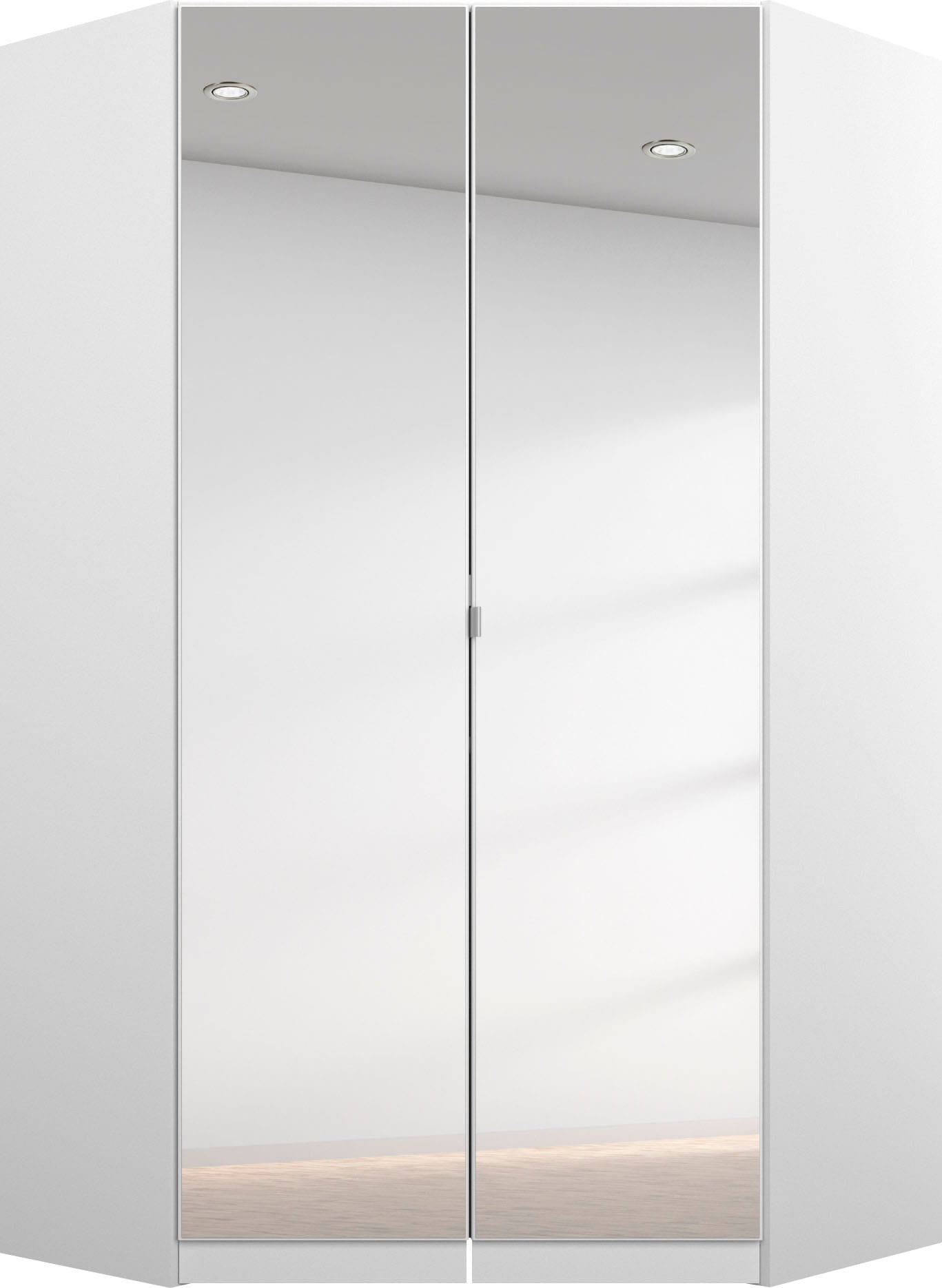 rauch Eckkleiderschrank »Kleiderschrank Schrank Garderobe Garderobenschrank Eckschrank HOMBURG« Schenkelmass: 117x104 cm, Höhe: 197 cm,  voll aufgelegter Spiegel, Vollausstattung viel Platz MADE IN GERMANY
