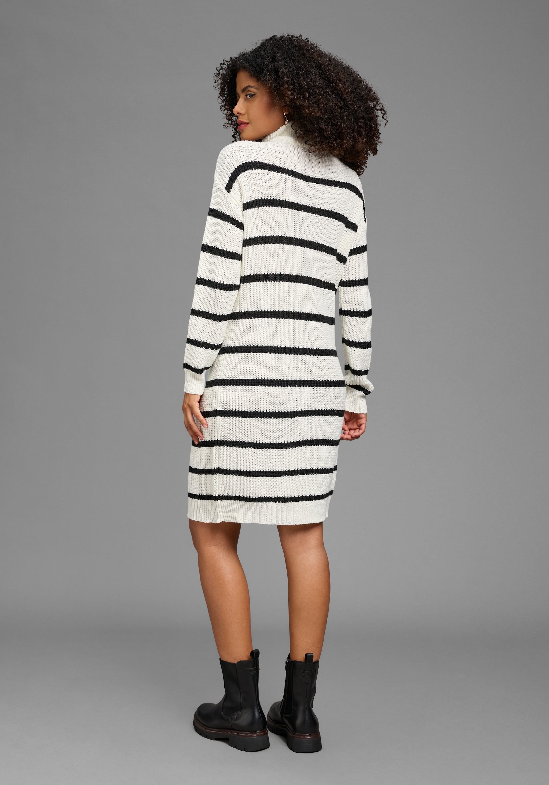 Neun Monate Robe de maternité »Umstand-Strickkleid mit Zipper - Stillpullover« manches longues, en tricot, avec fermeture éclair