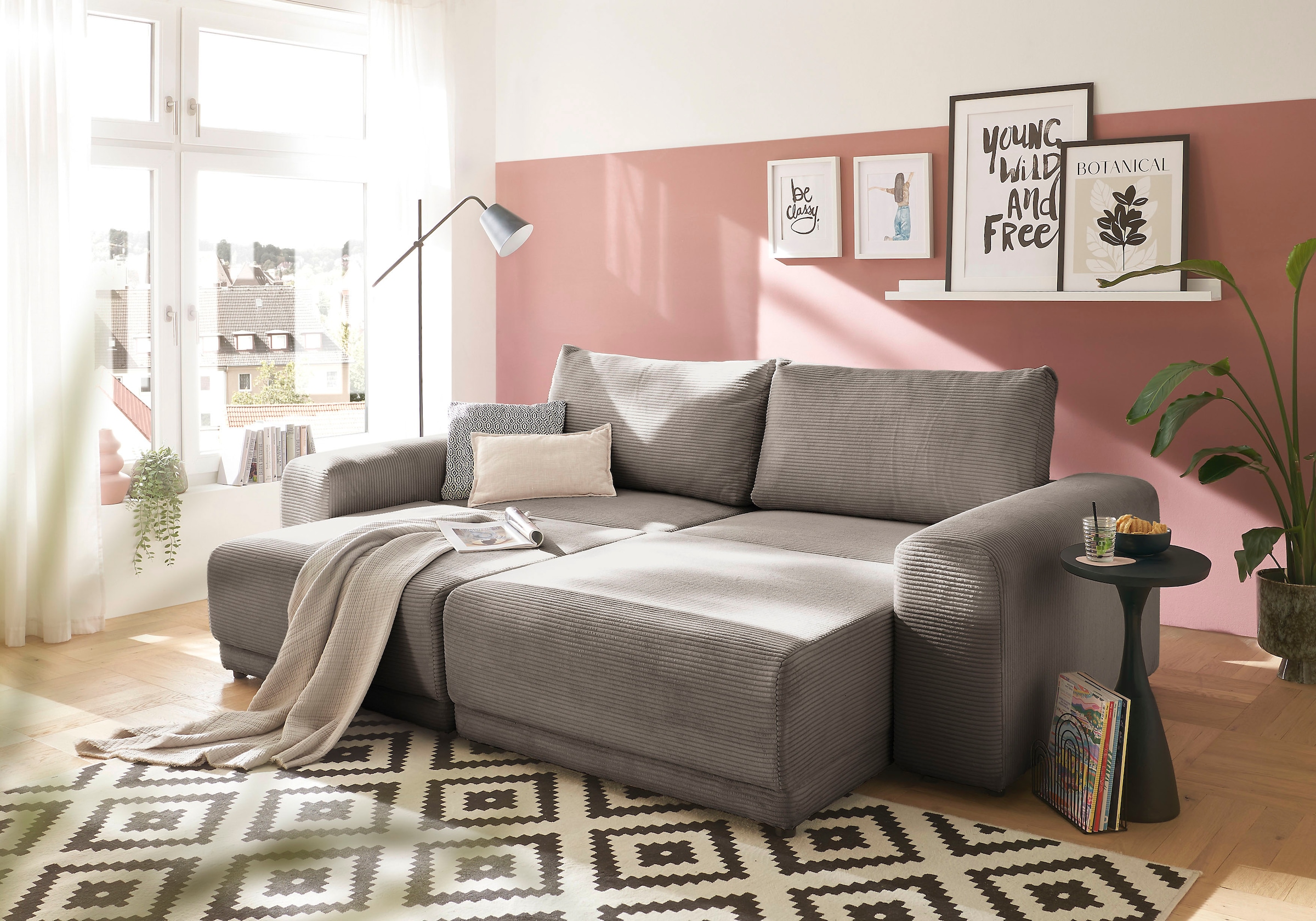 GOODproduct Schlafsofa »PHEELIX Cord, mit 3 Funktionen« Elemente einzeln oder gleichzeitig ausziehbar, bequemer Sitzkomfort